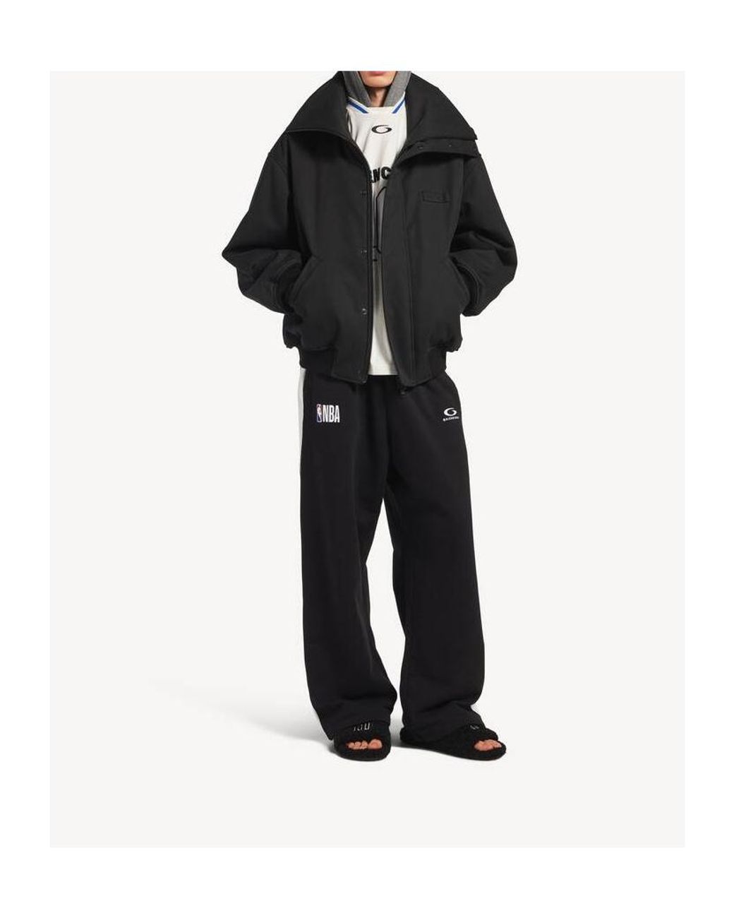 Balenciaga Black Nba Collaboration Furry Open Mule for men
