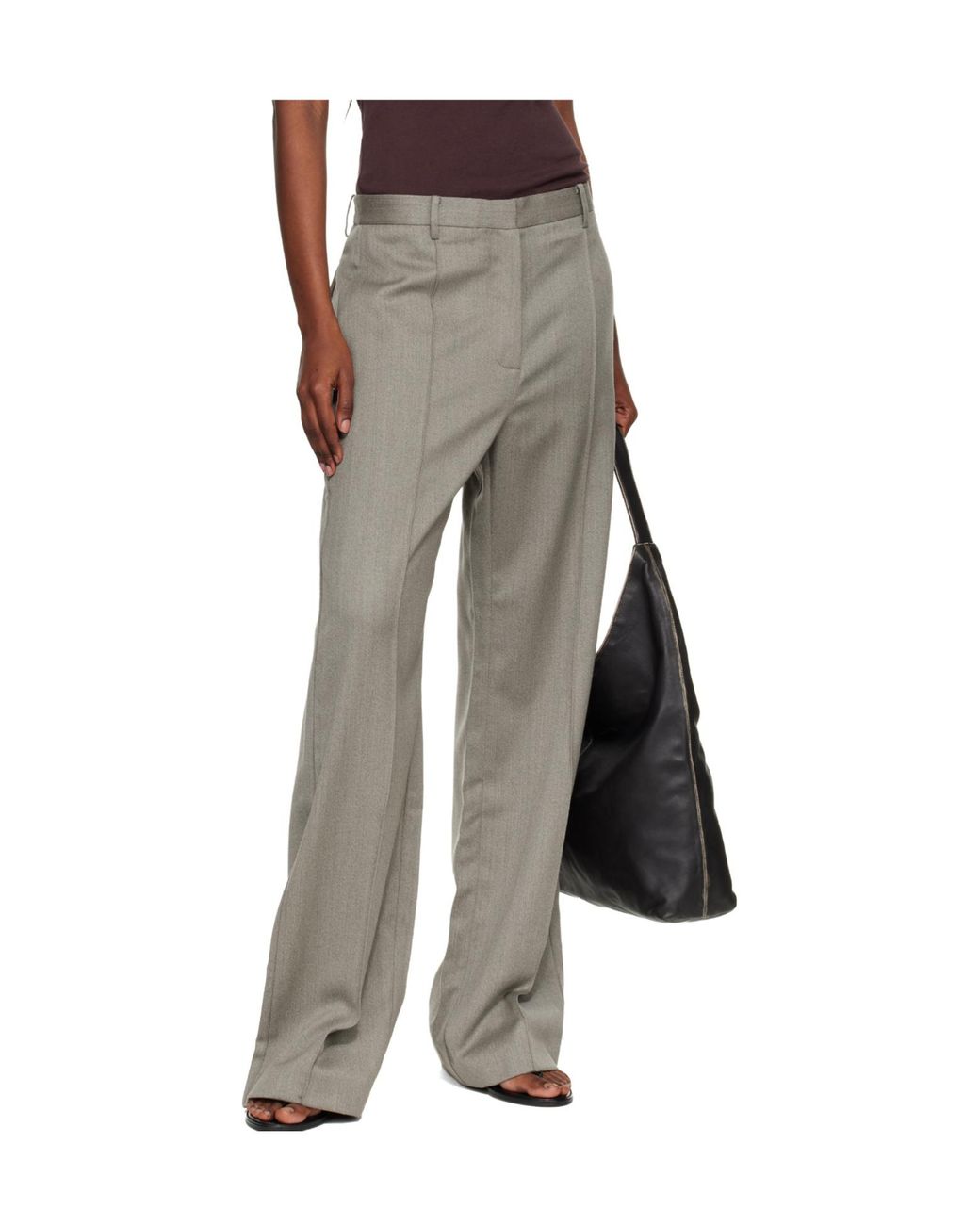 St. Agni Gray Casual Pants With Belt Loops