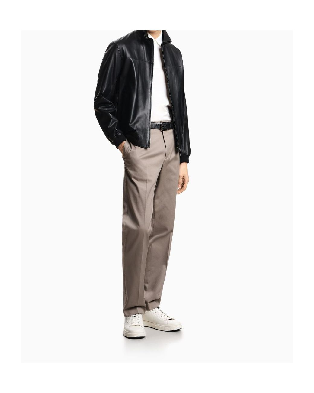 Emporio Armani Black Zip-Up High Neck Jacket for men