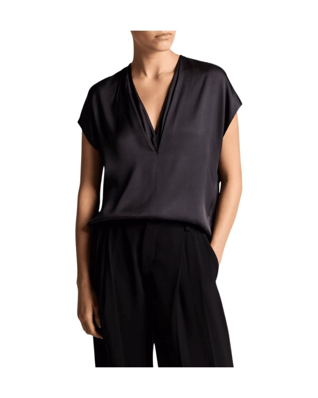 Vince Black V-Neck Sleeveless Top