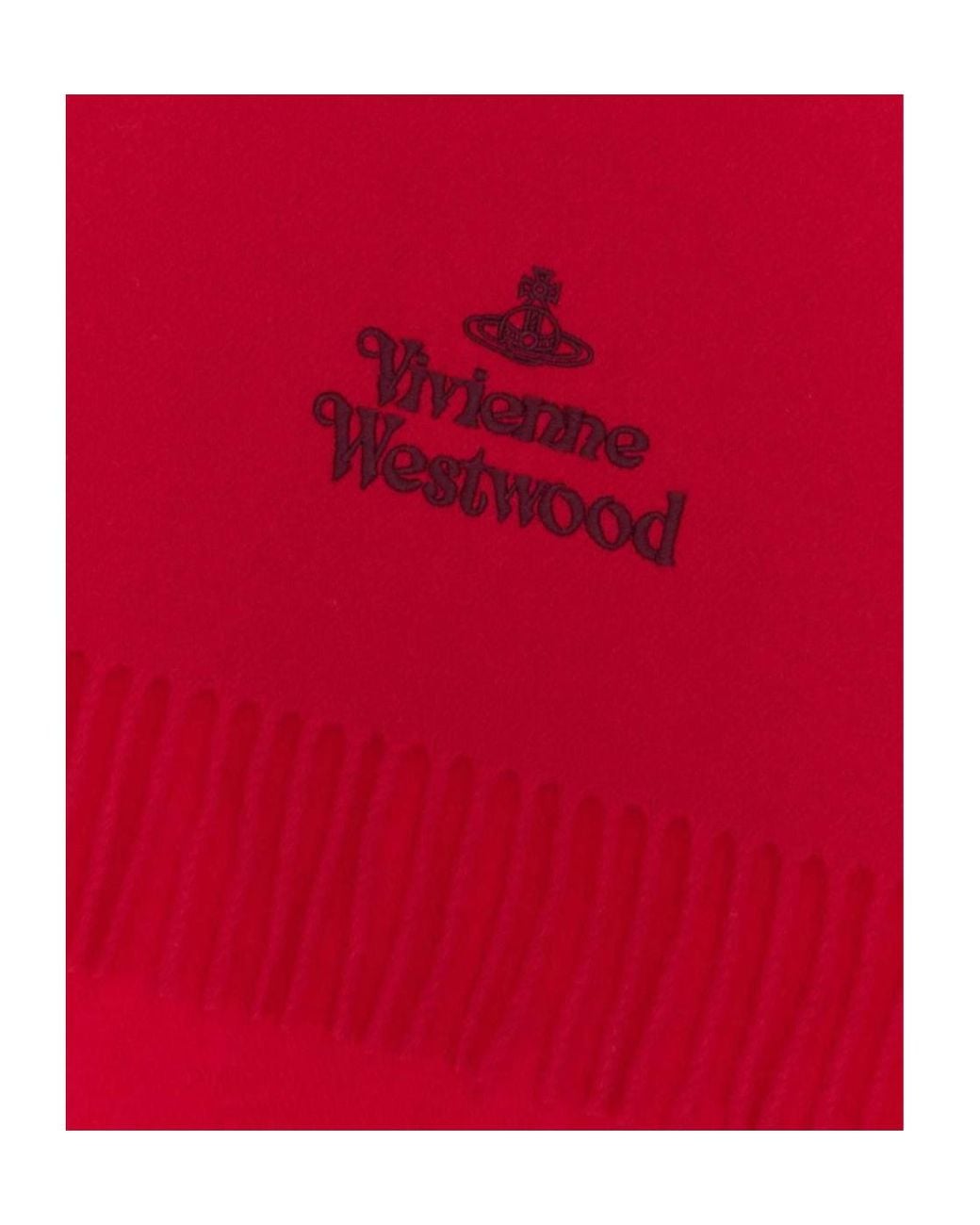 Vivienne Westwood Logo Embroidered Fringed Scarf