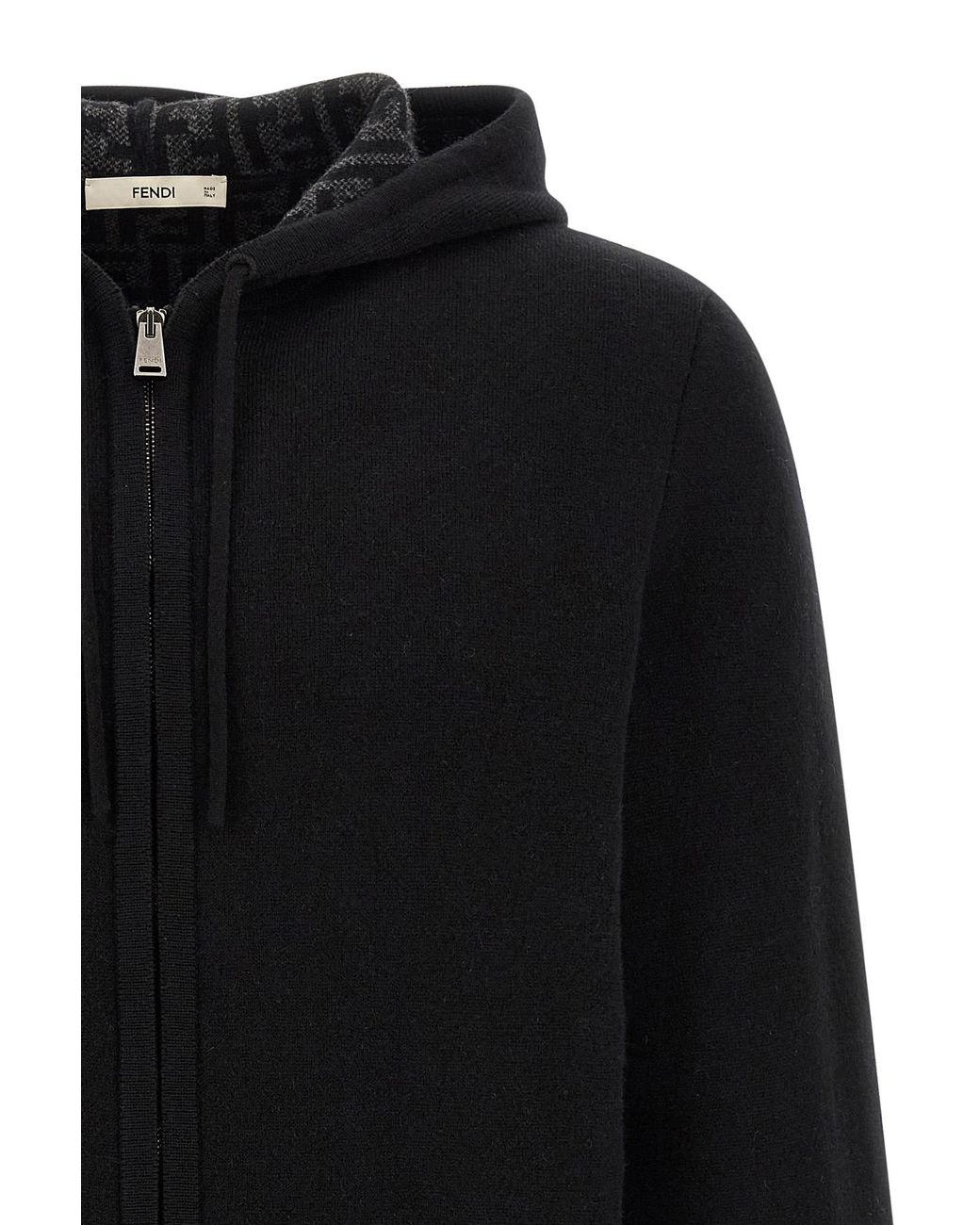 Fendi Black Zip-Up Hooded Sweatshirt for men