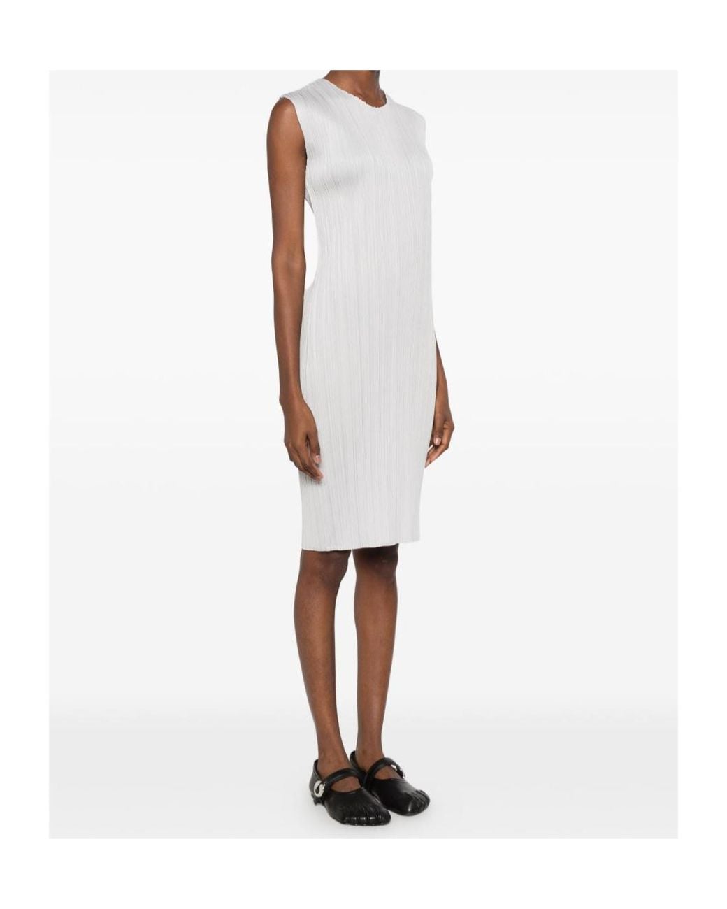 Pleats Please Issey Miyake White Pleated Dress