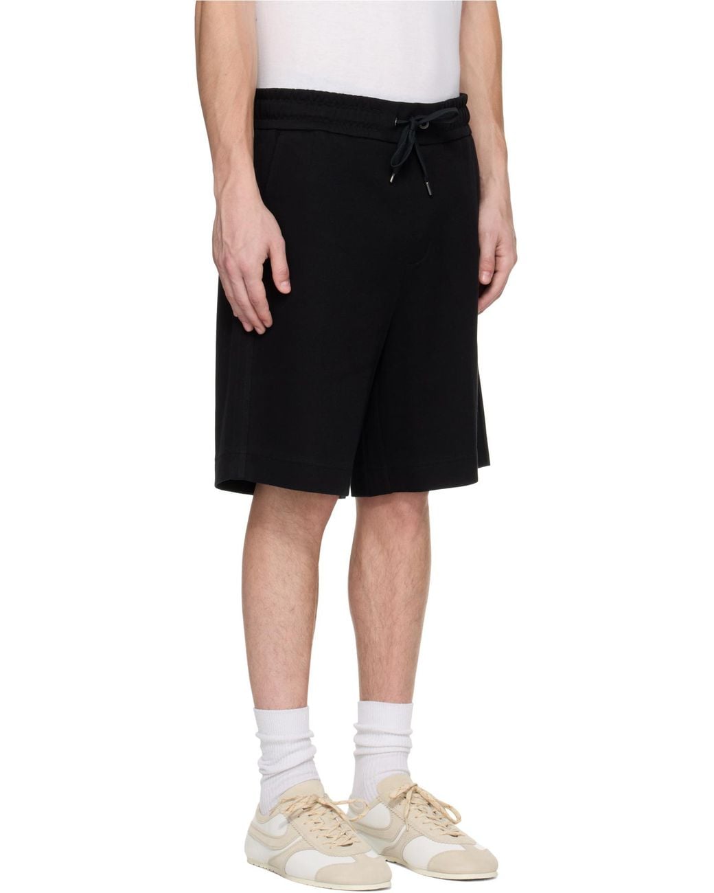 Boss Black Drawstring Cotton Shorts for men