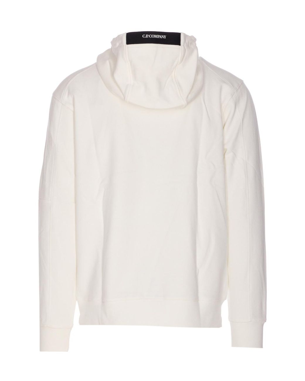 C P Company White Diagonal Raised Hoodie for men