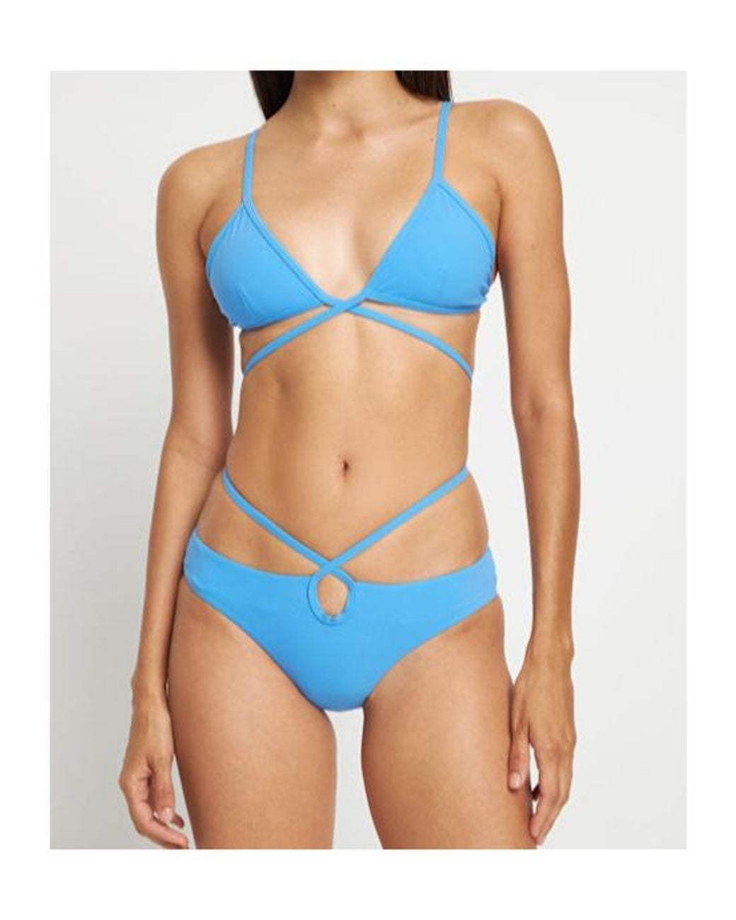 Christopher Esber Blue Wrapped Tie Lycra Bikini Top