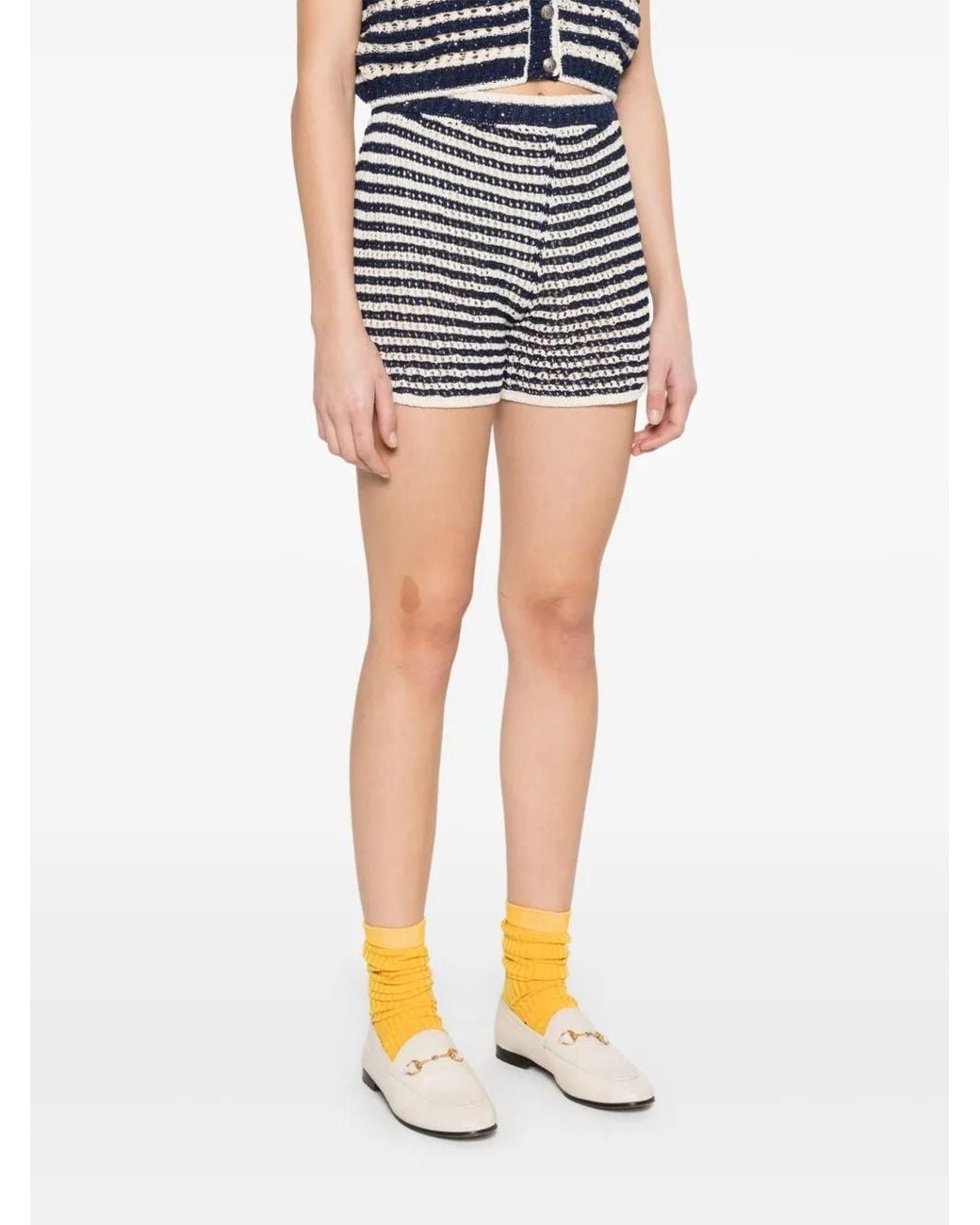 Palm Angels Blue Striped Knit Shorts