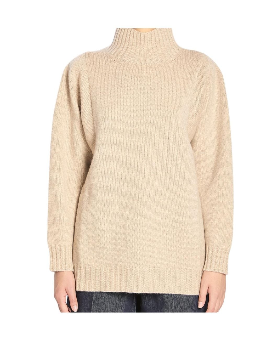 Max Mara Natural Turtleneck Knitted Jumper