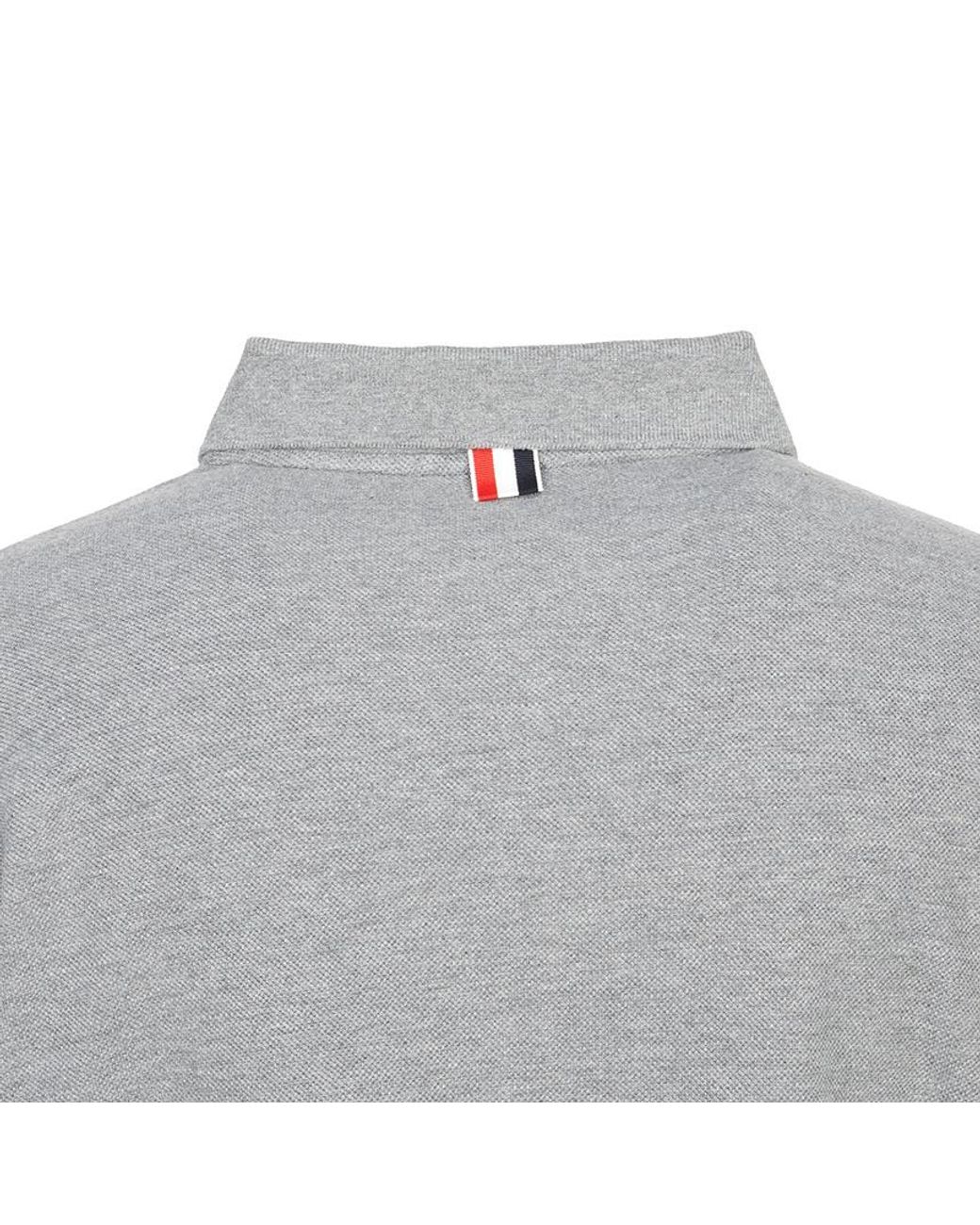 Thom Browne Gray 4-Bar Long-Sleeve Polo Shirt for men