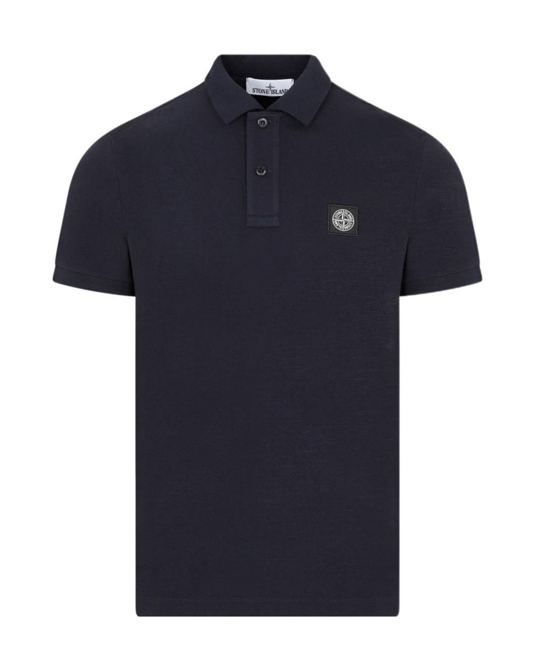Stone Island Blue Logo Patch Short-Sleeved Polo Shirt for men