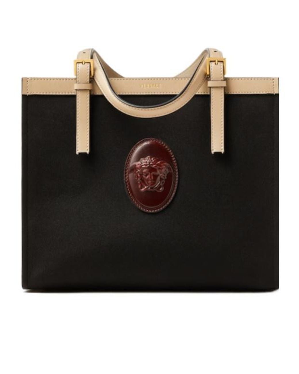 Versace Black Riviere Medusa Plaque Tote Bag