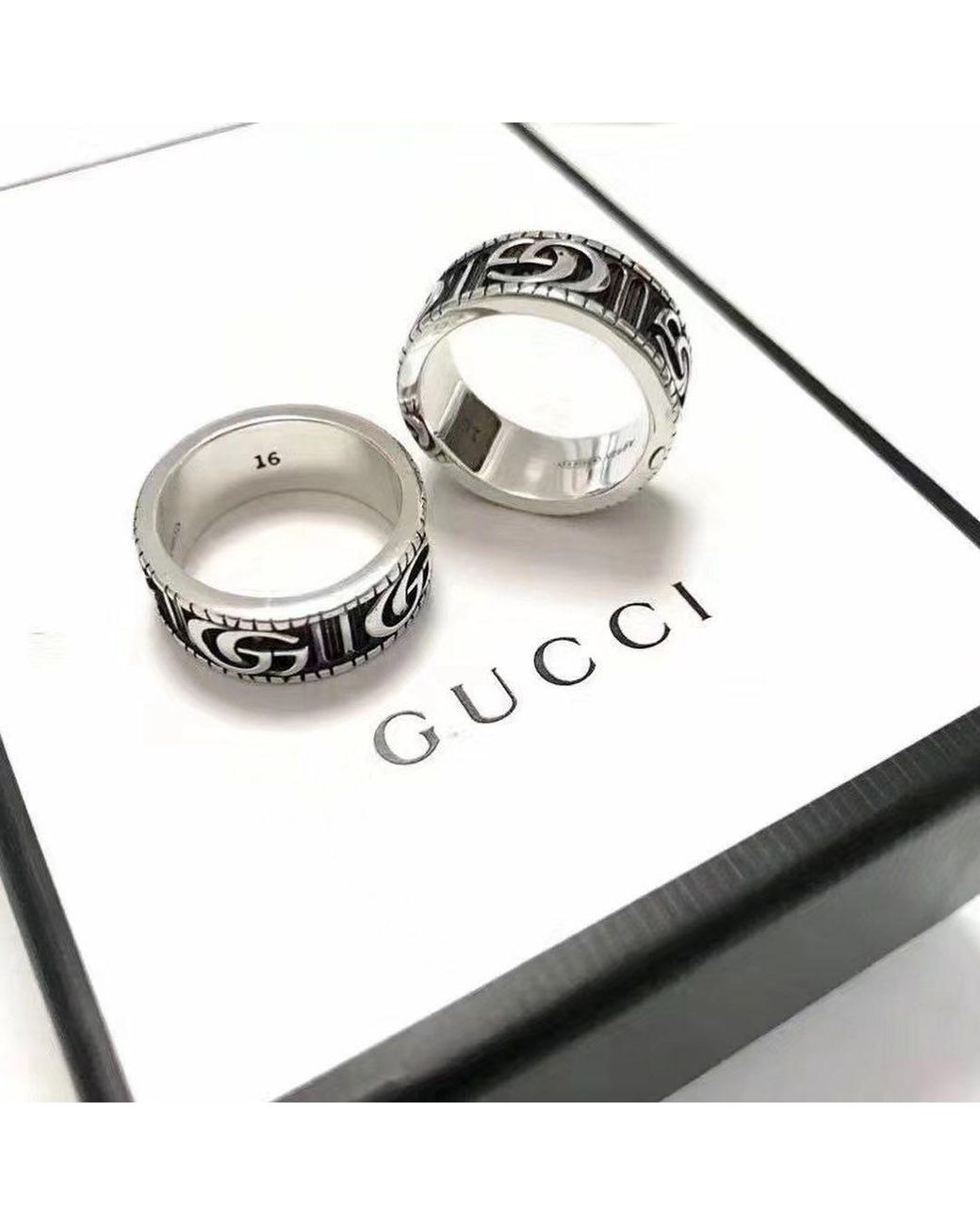 Gucci White Gg Marmont Wide Ring