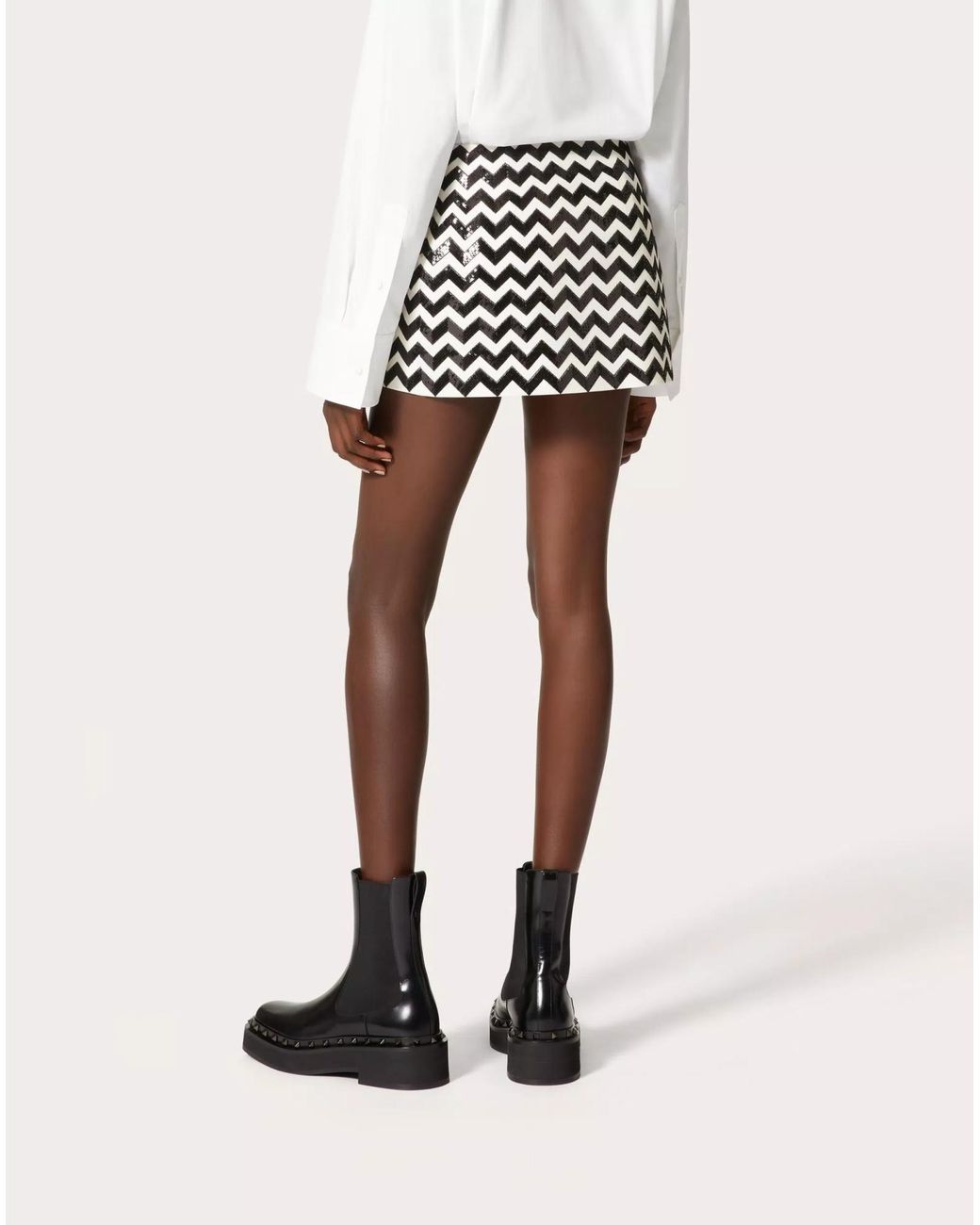 Valentino Black Wavy Stripe Skirt