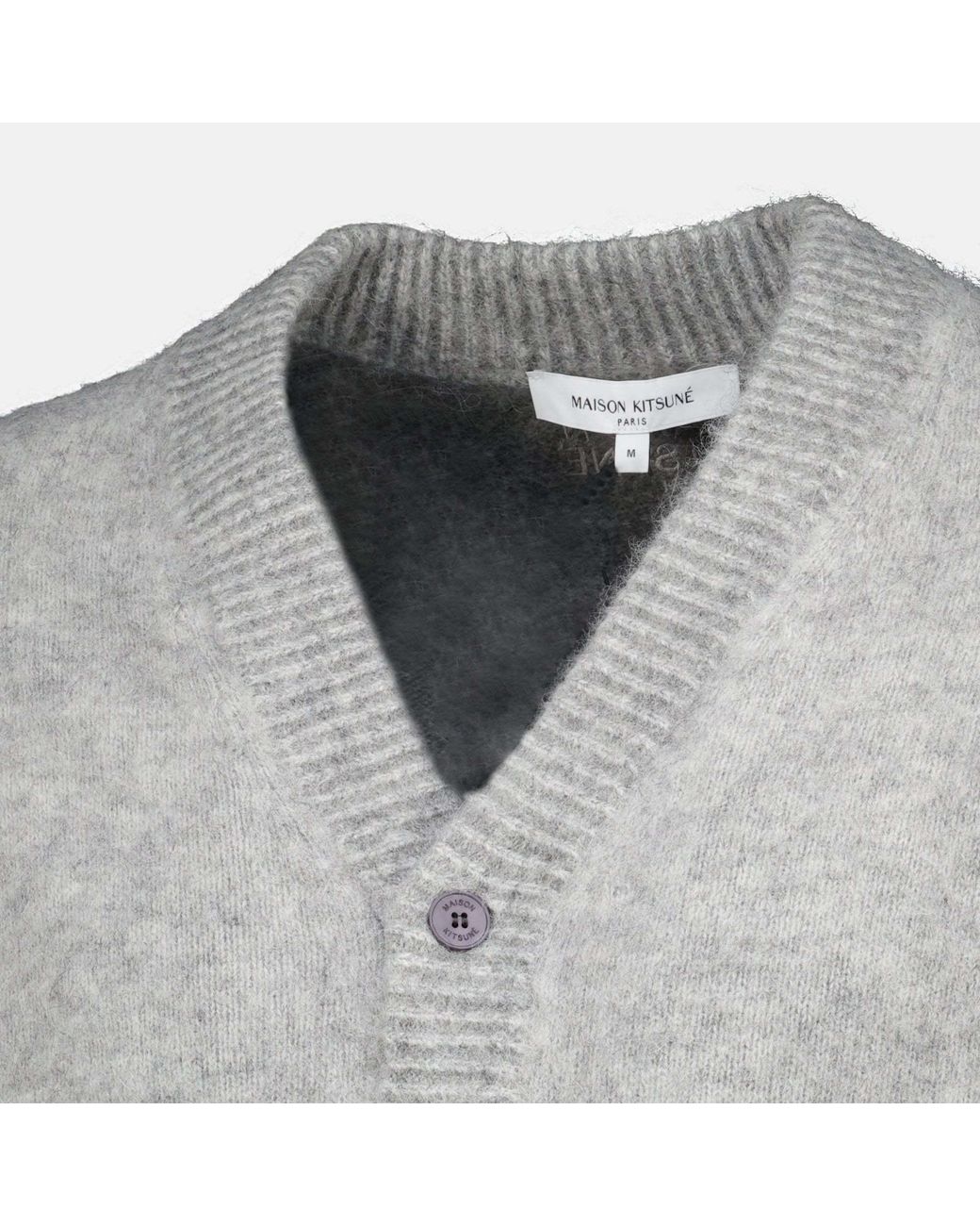 Maison Kitsuné Gray Ombré-Effect V-Neck Cardigan for men