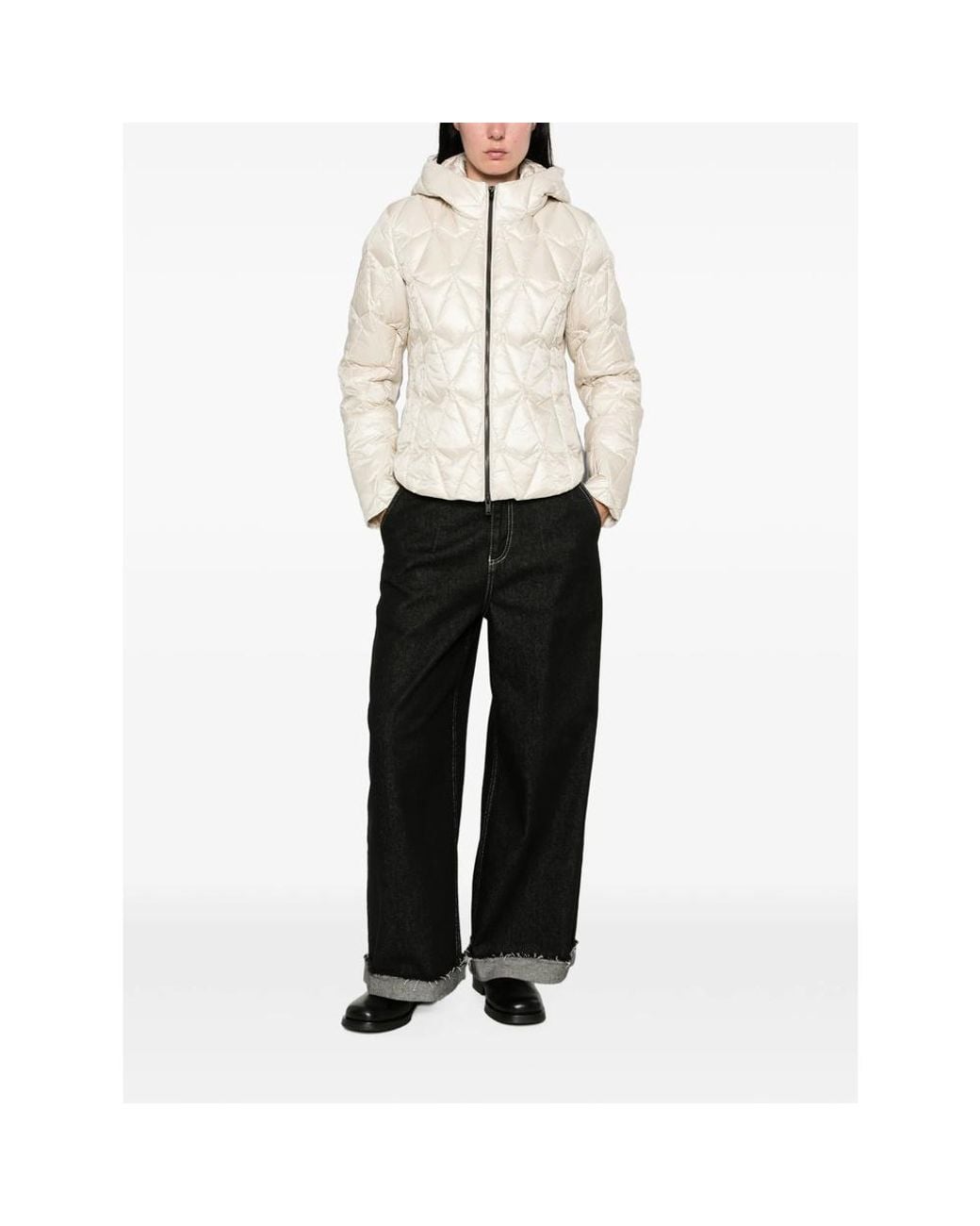 Moose Knuckles Natural Hooded Quilted Down Jacket