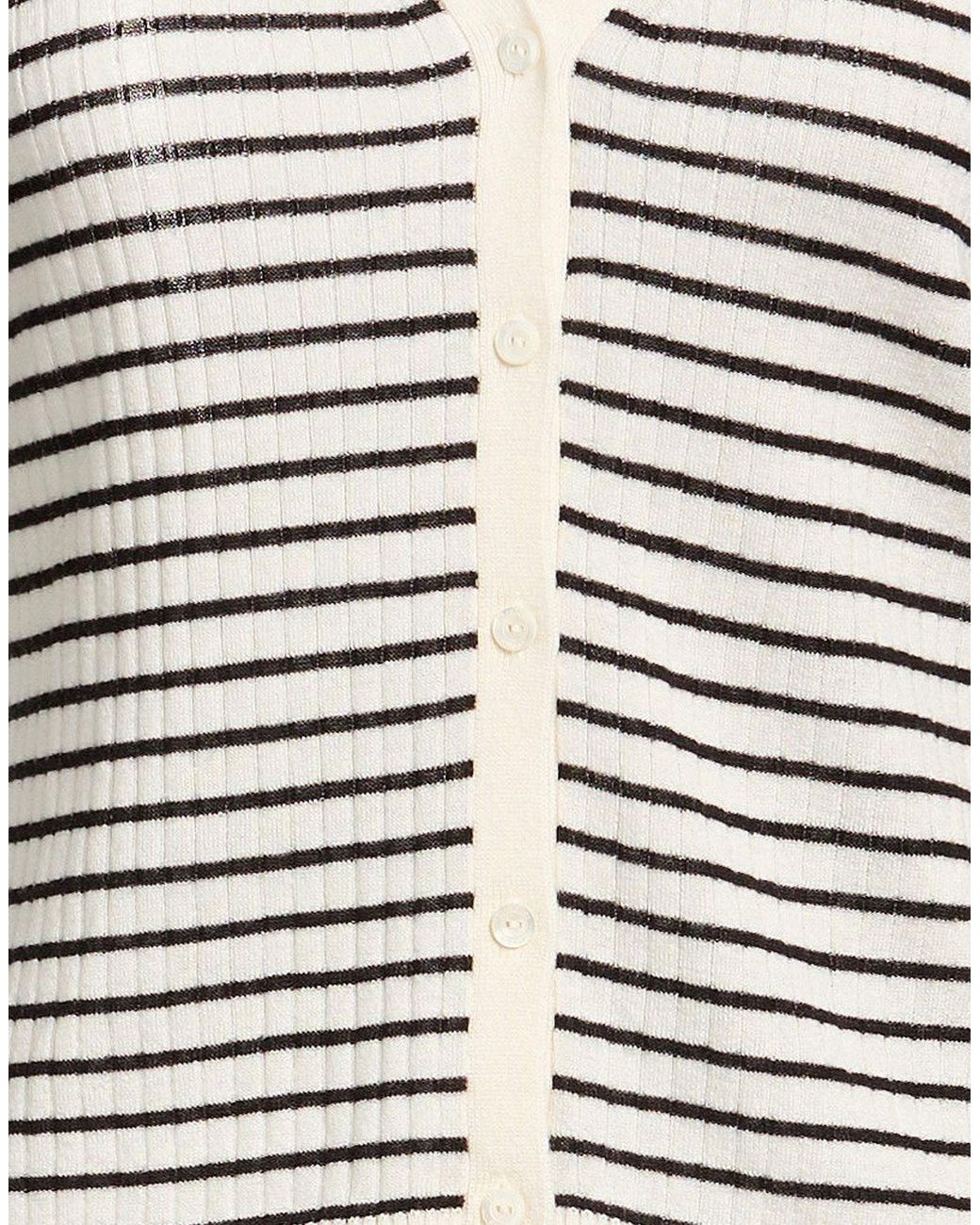 Max Mara White Striped Knit Cardigan