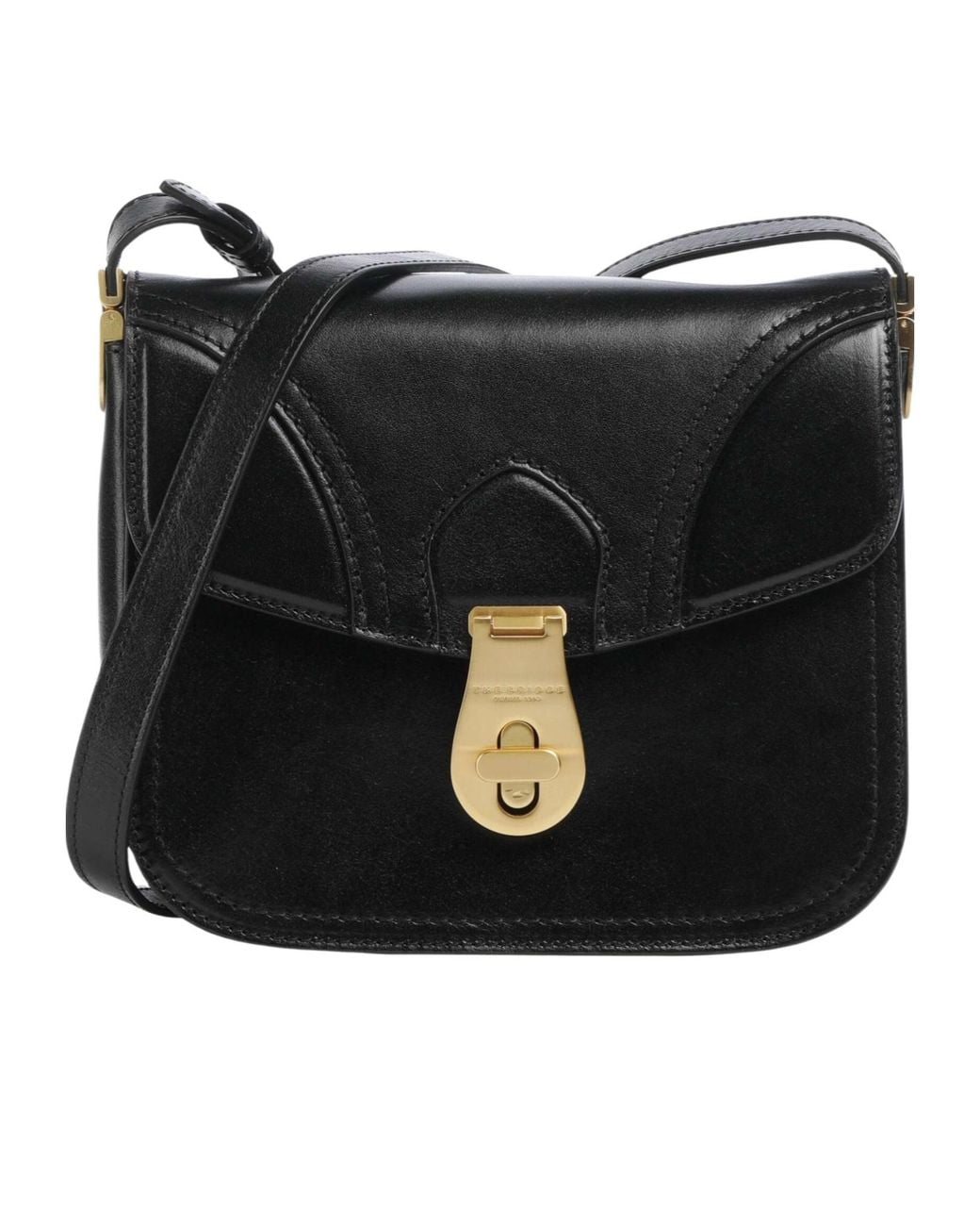 The Bridge Black Twist-Lock Leather Shoulder Bag
