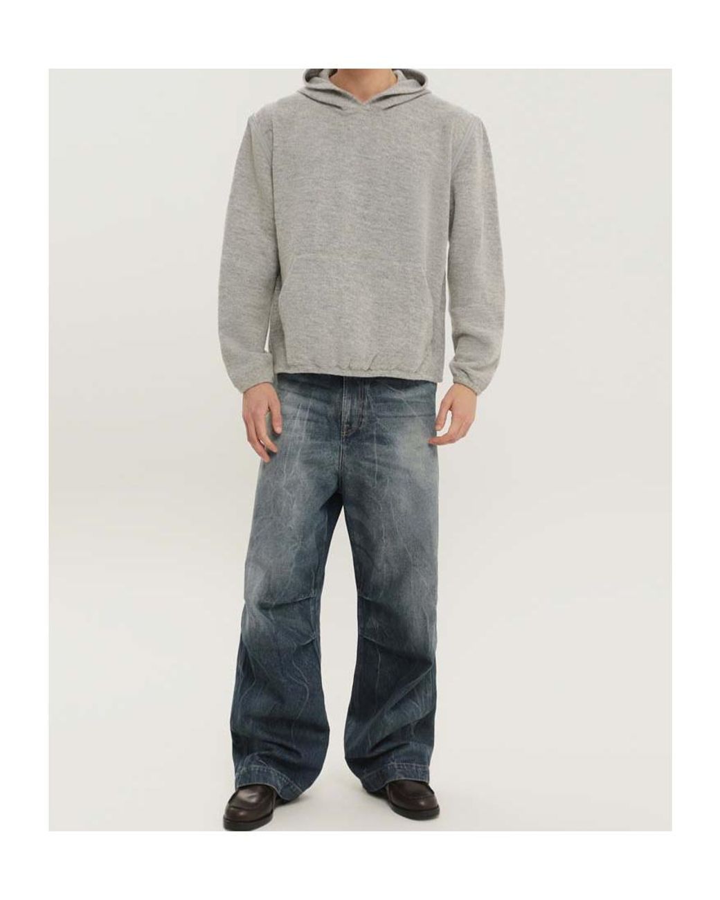 1989 STUDIO Gray Snap Detail Knitted Sweater for men