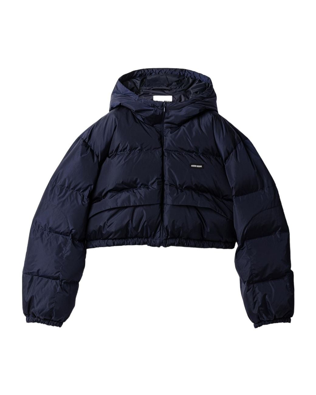 Miu Miu Blue Cropped Technical Fabric Down Jacket