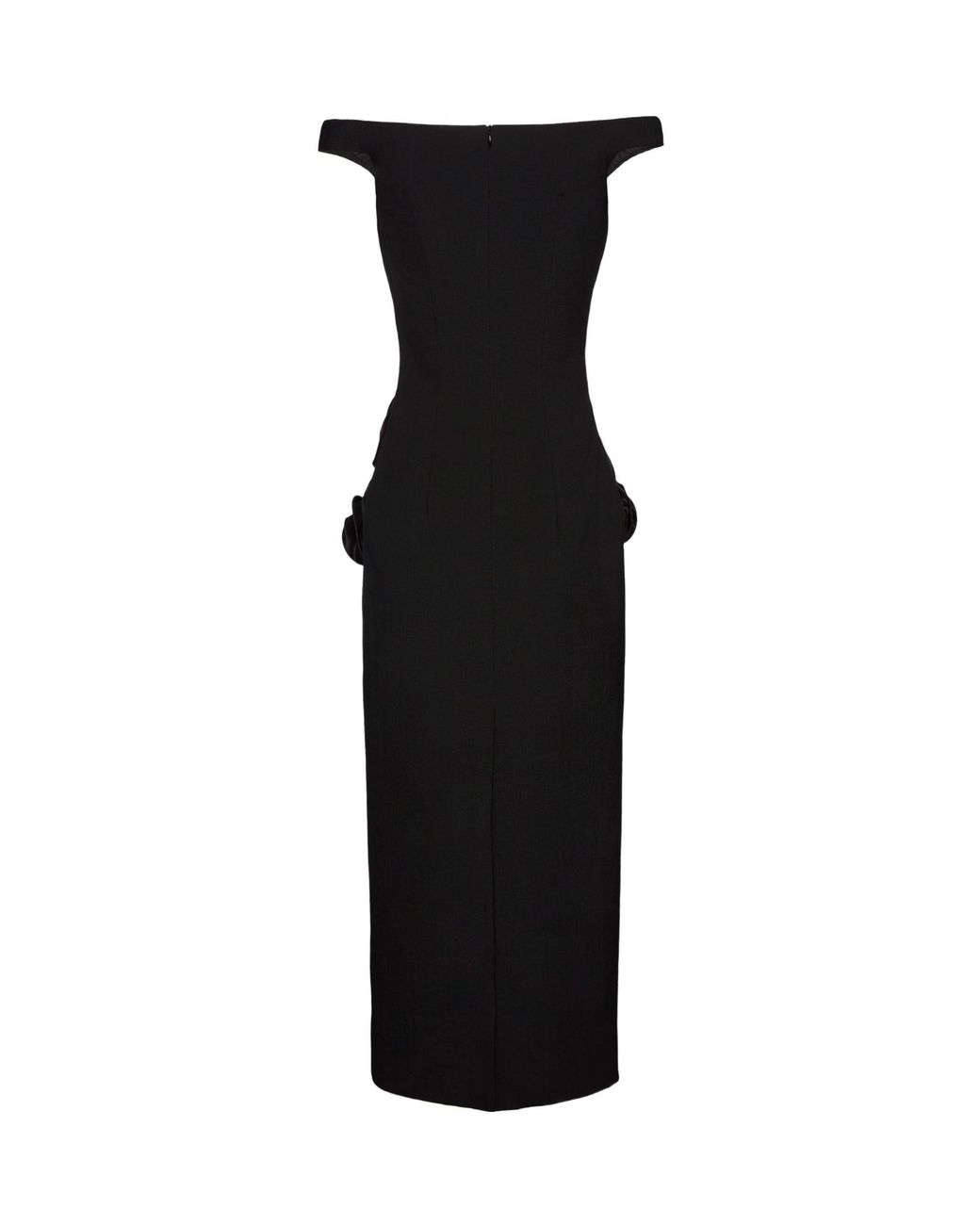 Magda Butrym Black Floral Side Cut Out Midi Dress