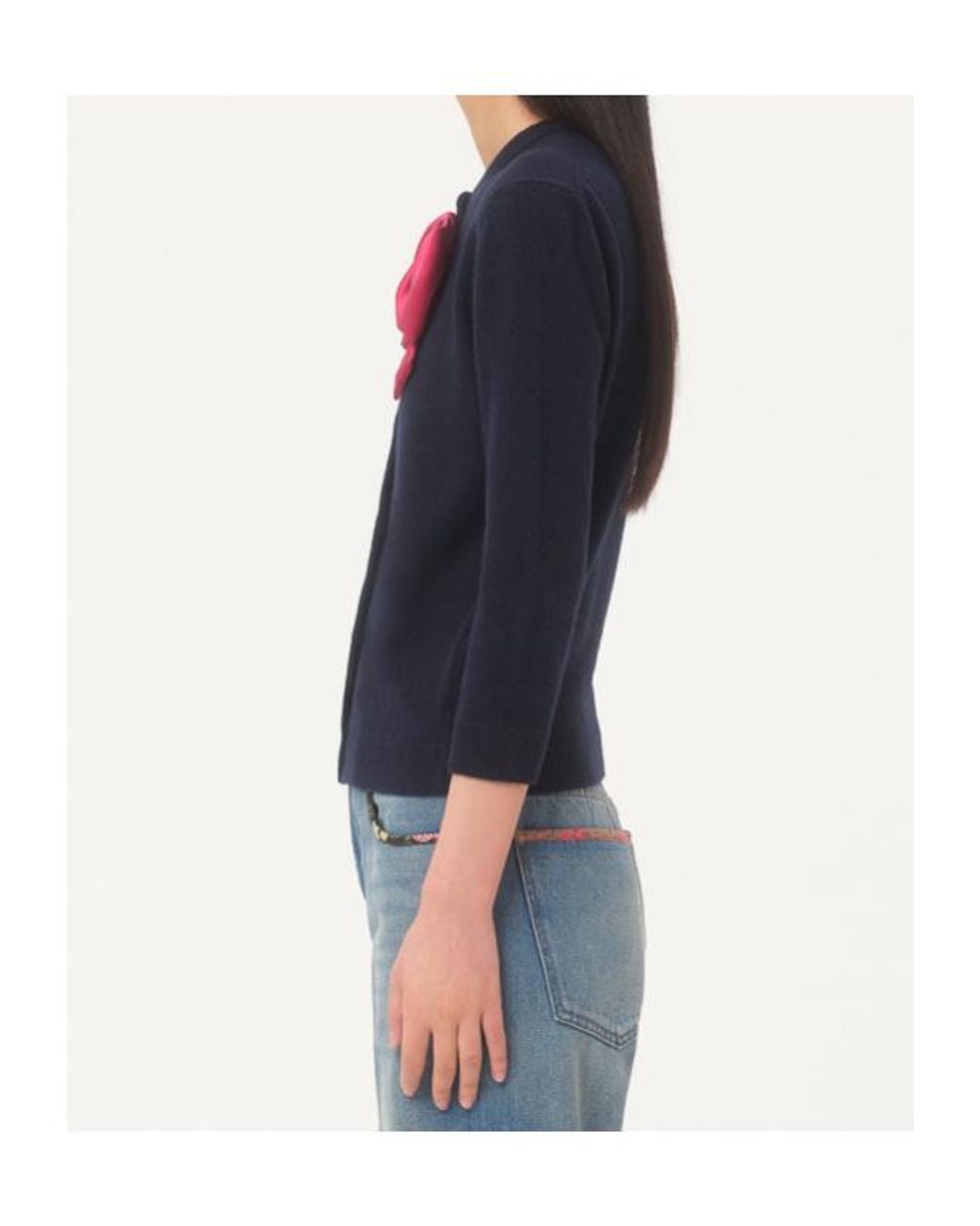 Valentino Blue Bow Detailed Button-Up Cardigan