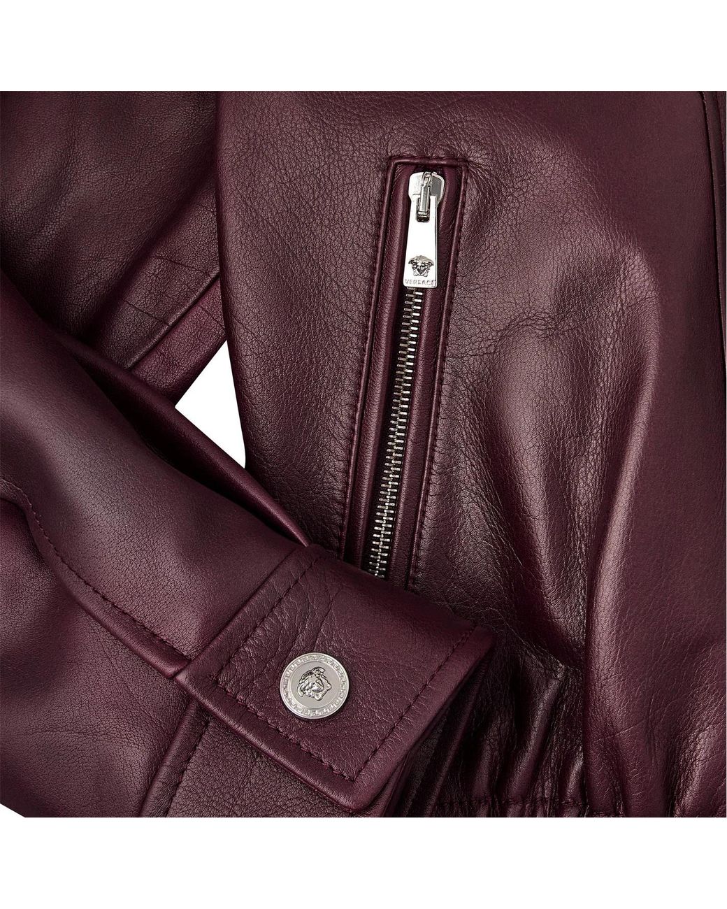 Versace Purple Zip Pocket Leather Jacket