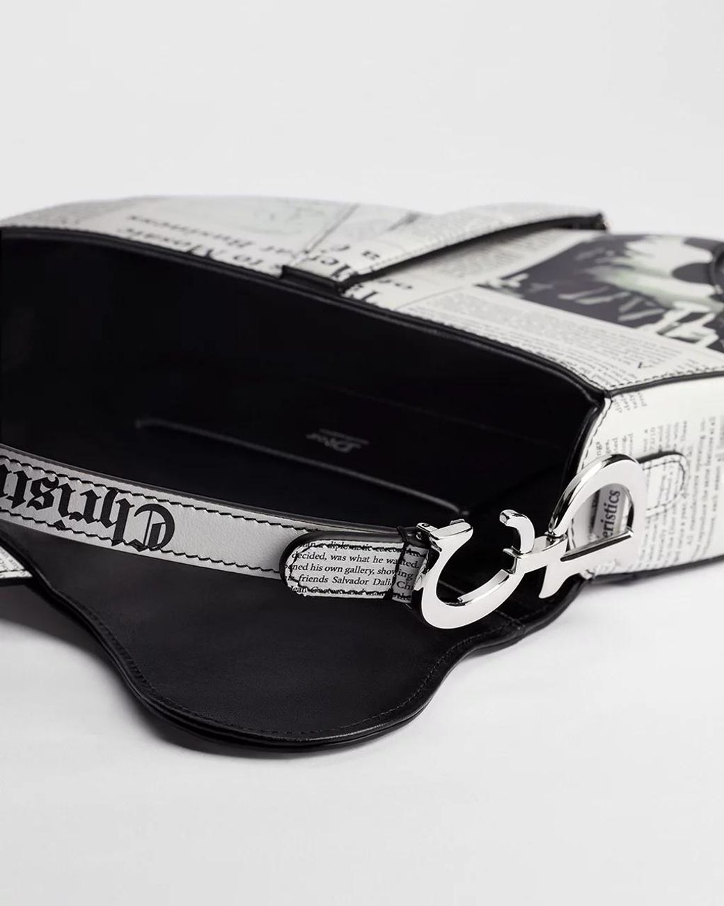 Dior White Small Saddle Bag With Strap