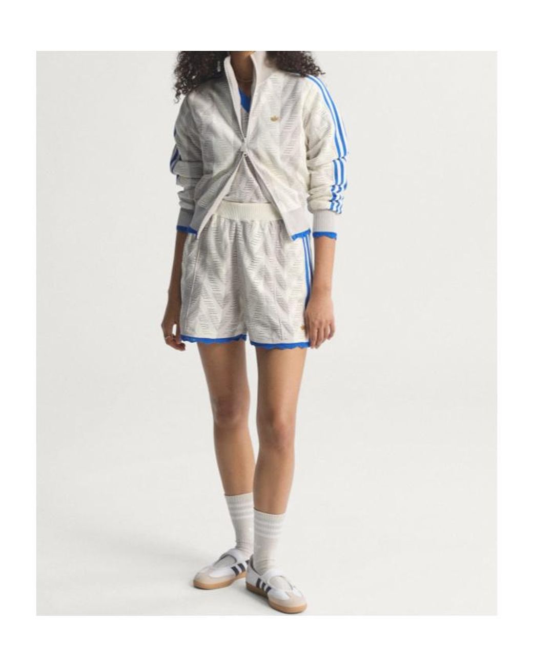 Adidas Originals Blue Logo Trim Knit Shorts