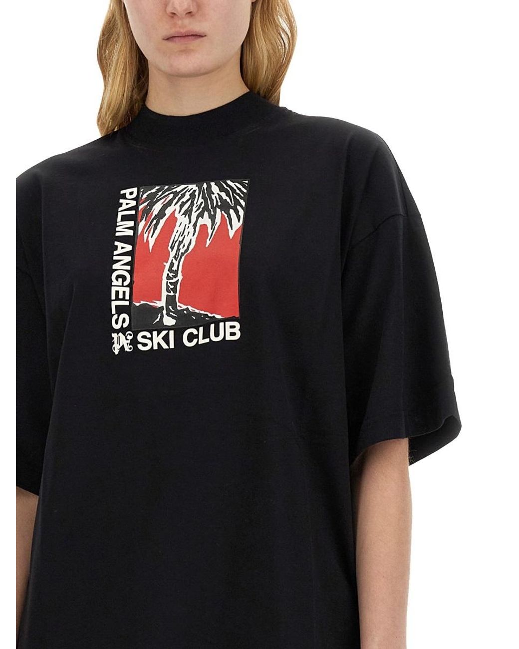 Palm Angels Black Graphic Printed Crewneck T-Shirt