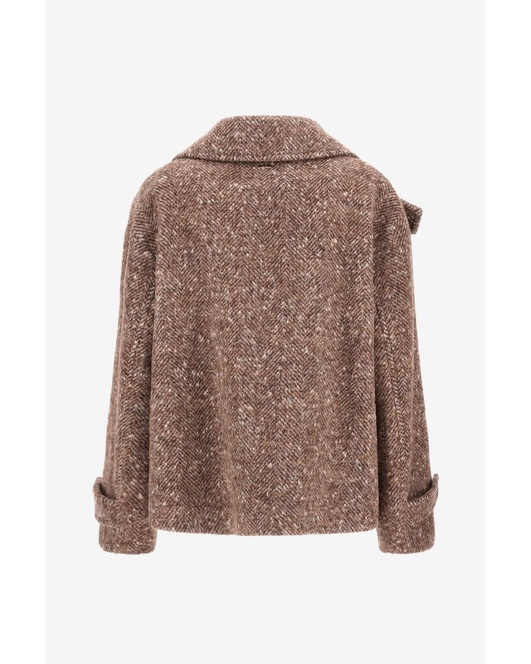 Herno Brown Double Breasted Tweed Jackets
