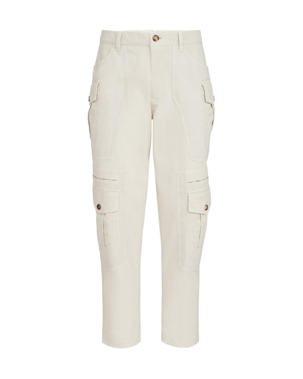 Brunello Cucinelli White Peached Cotton Gabardine Explorer Trousers for men