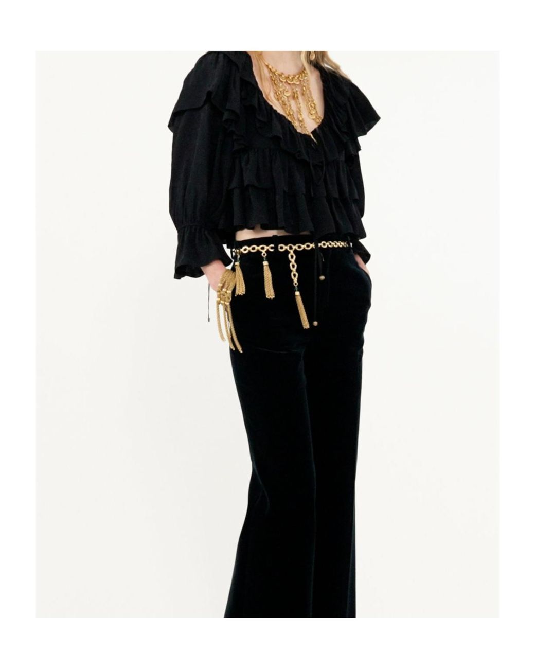 Chloé Black Chloé Ruffled Cropped Blouse