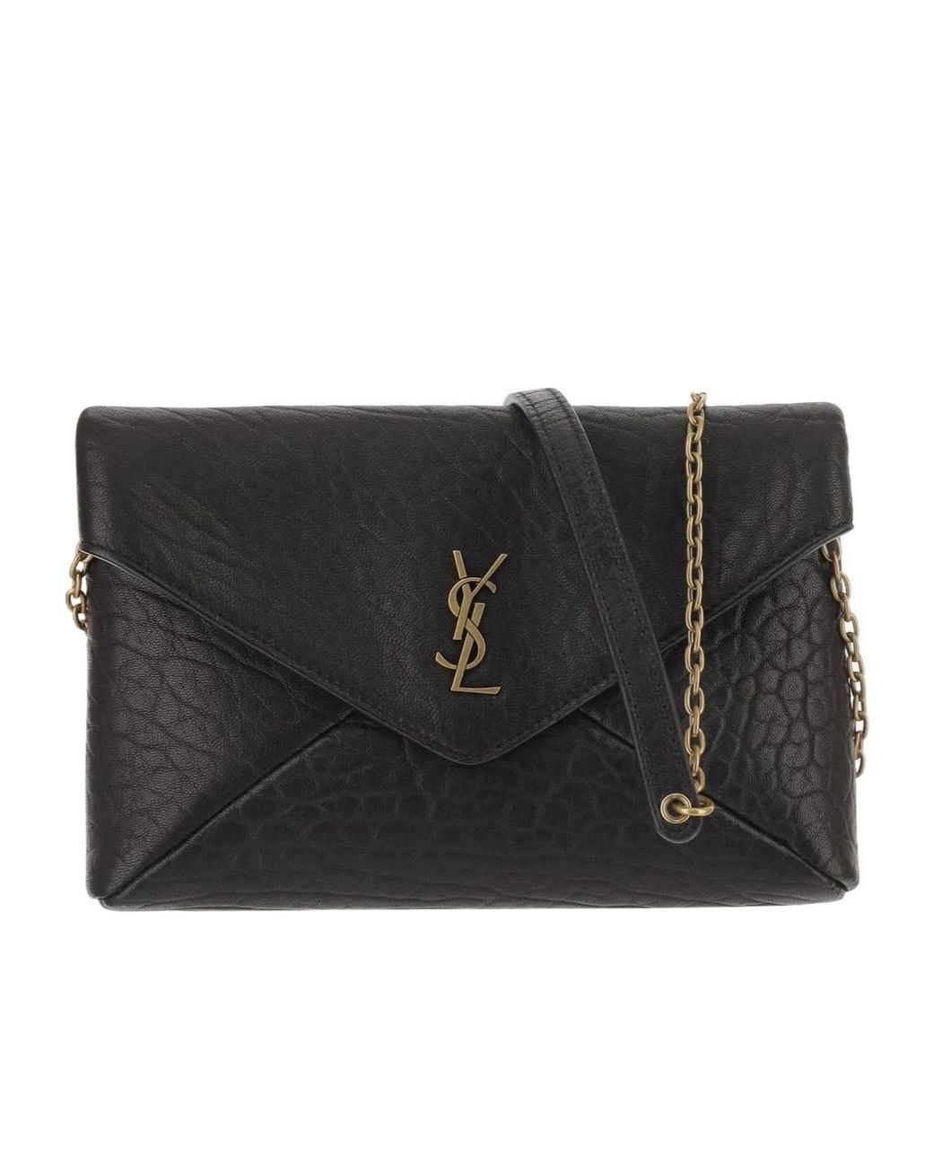 Saint Laurent Black Cassandre Small Chain Pouch