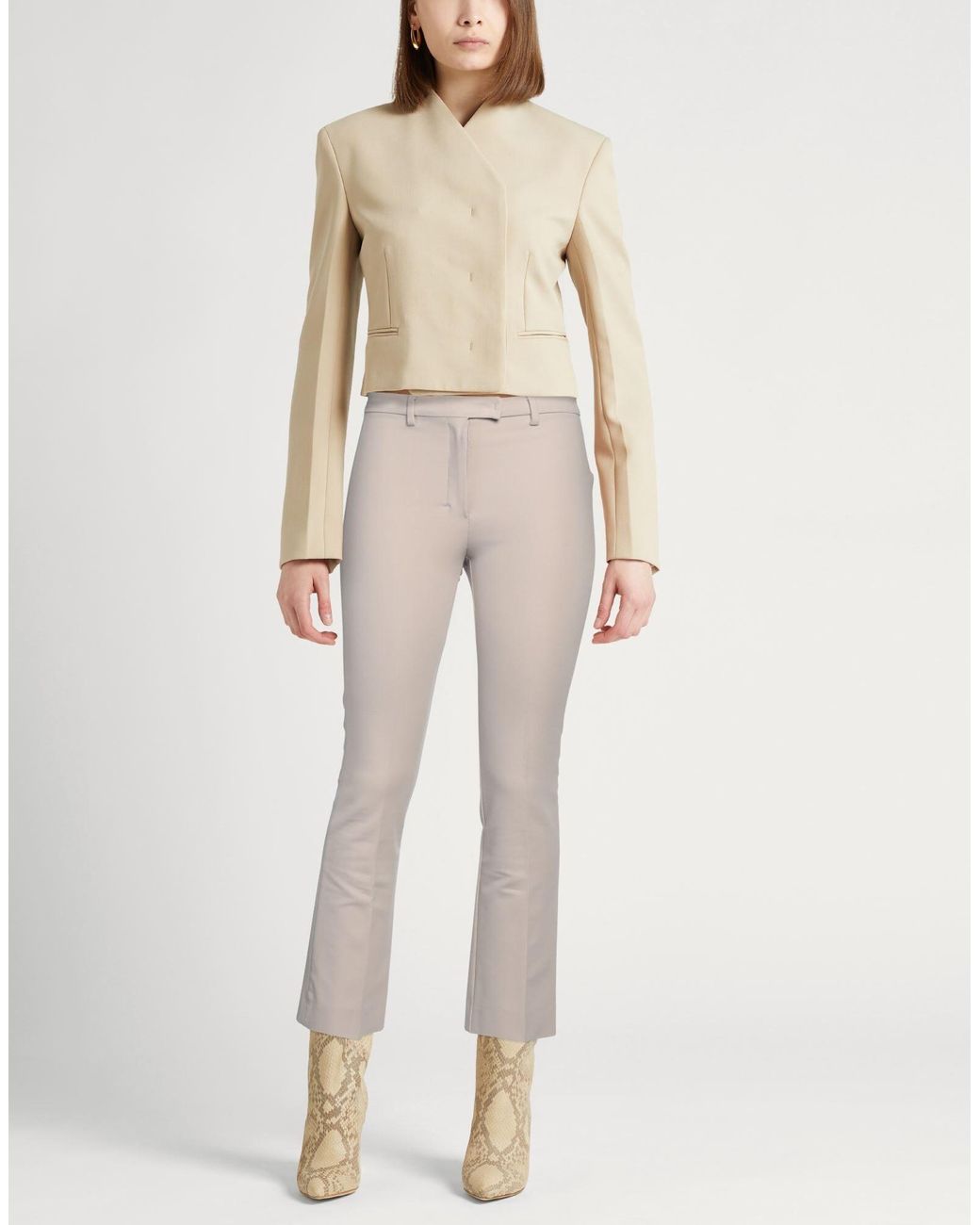 Max Mara Gray Slim Straight-Leg Pants