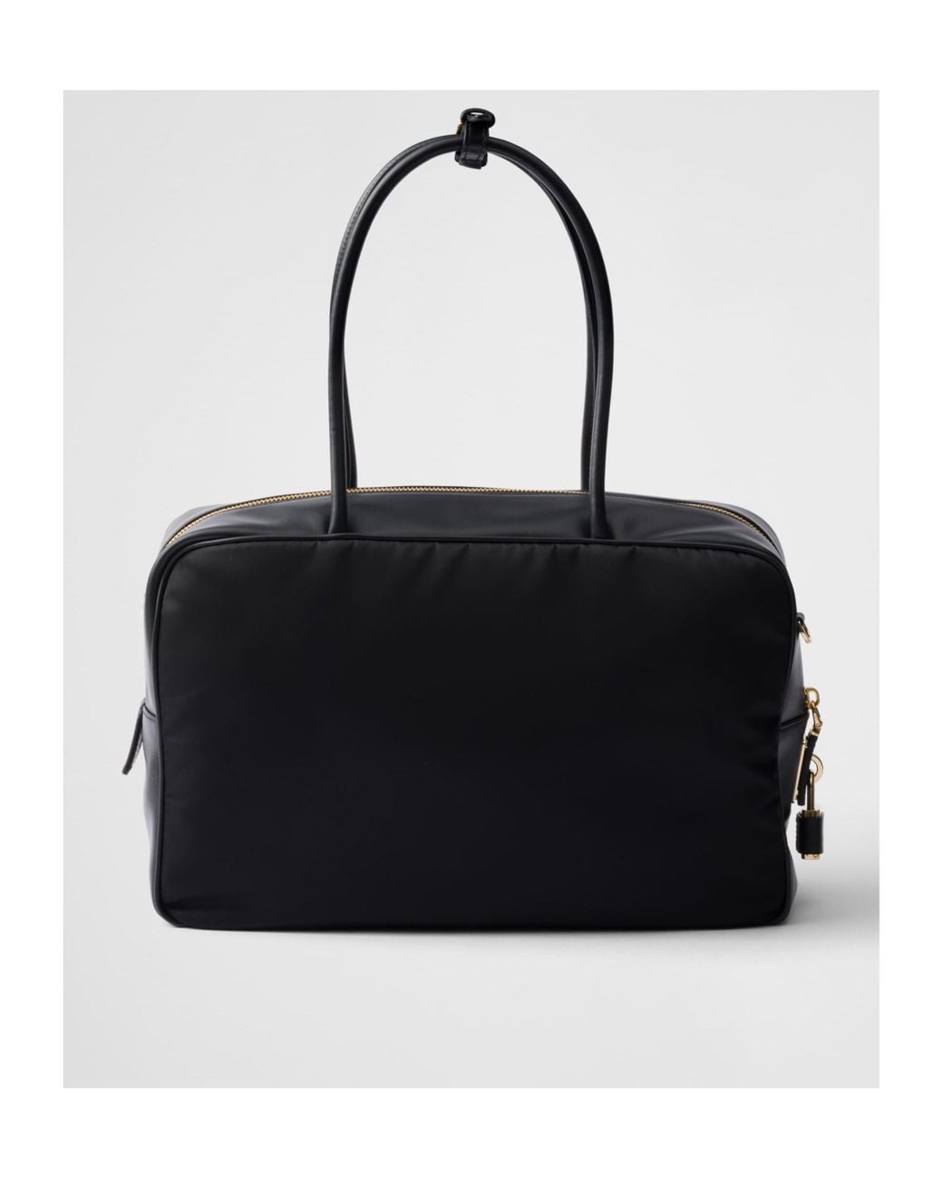 Prada Black Triangle-Logo Zipped Shoulder Bag