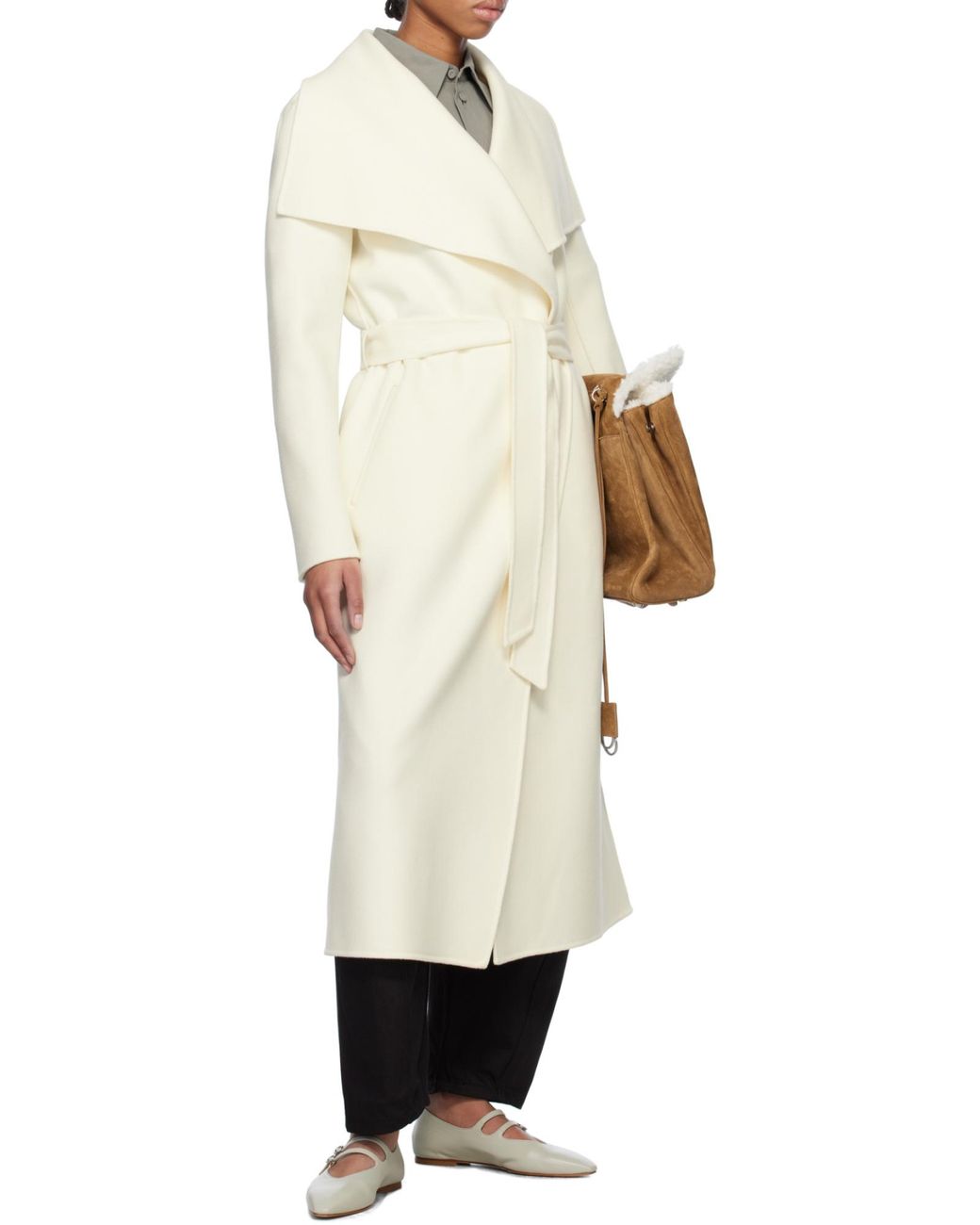 Mackage White Double-Sided Wool Wrap Coat