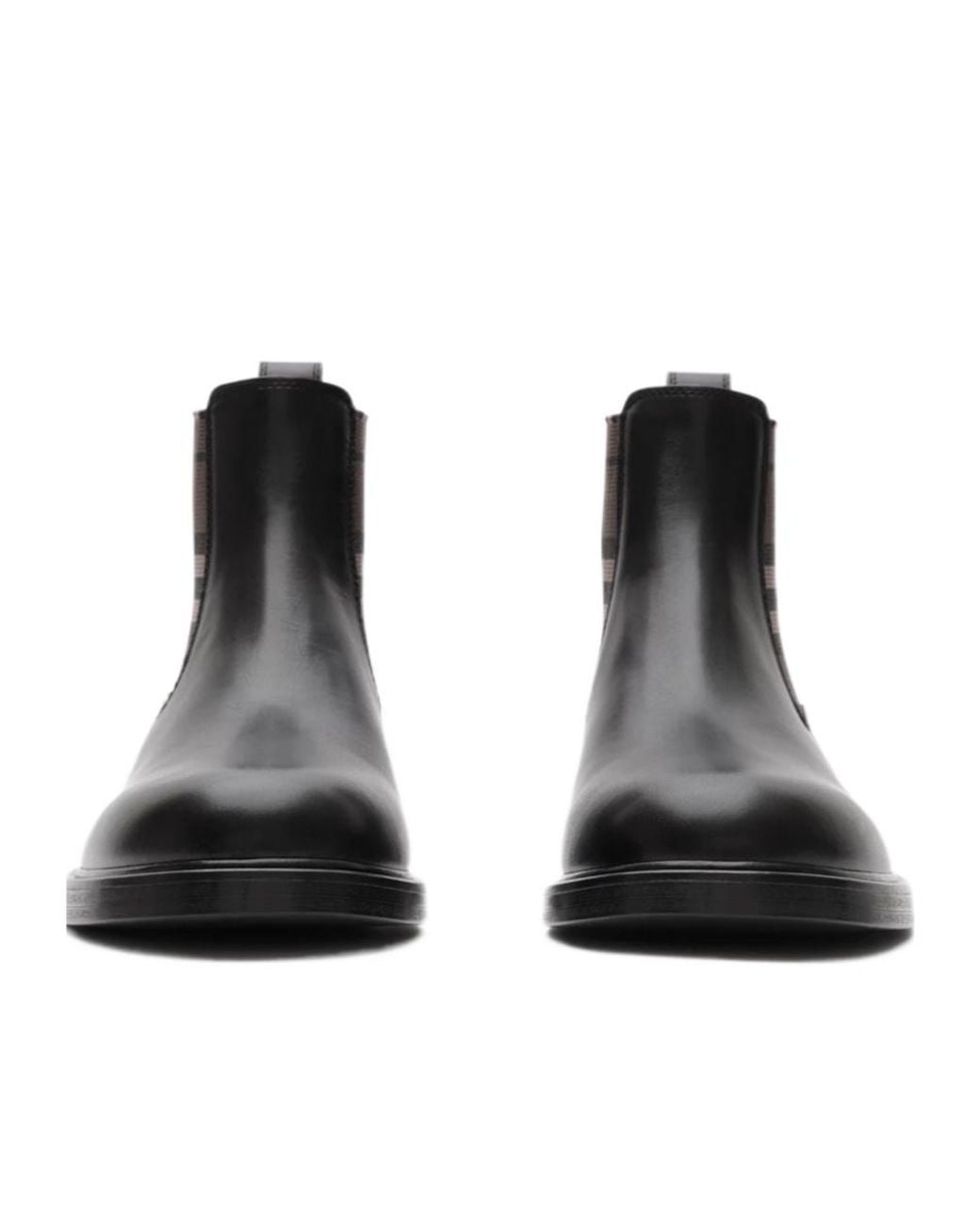 Burberry Black Apos;S Pembroke Leather & Check Chelsea Boots for men