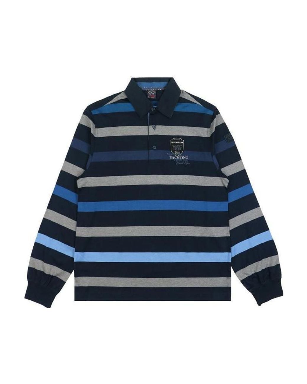 Paul & Shark Blue Striped Long-Sleeved Polo Shirt for men