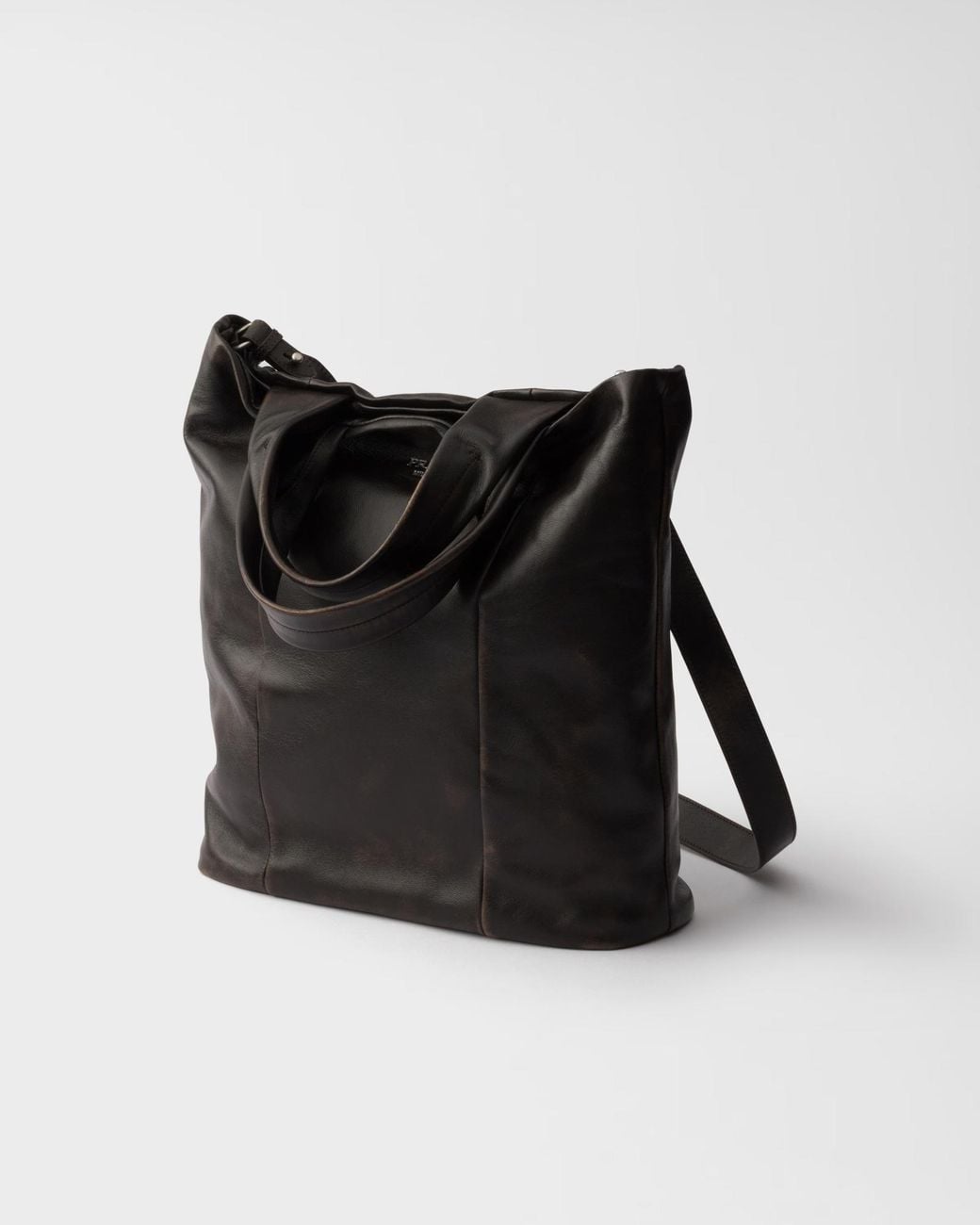 Prada Black Distressed Nappa Leather Tote Bag for men