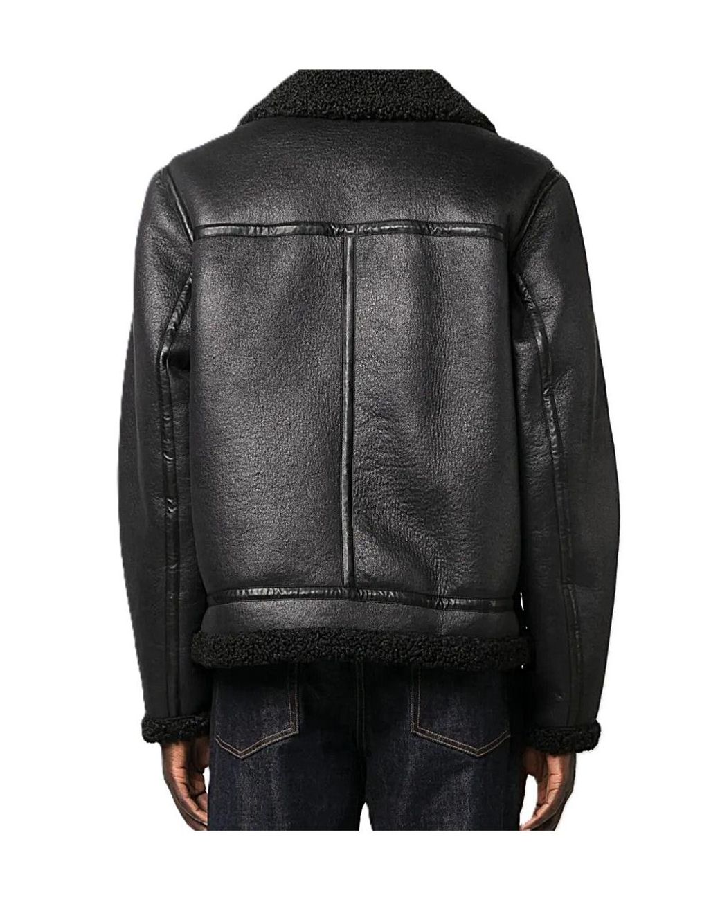 A.P.C. Black Faux-Shearling Zip-Up Bomber Jacket for men