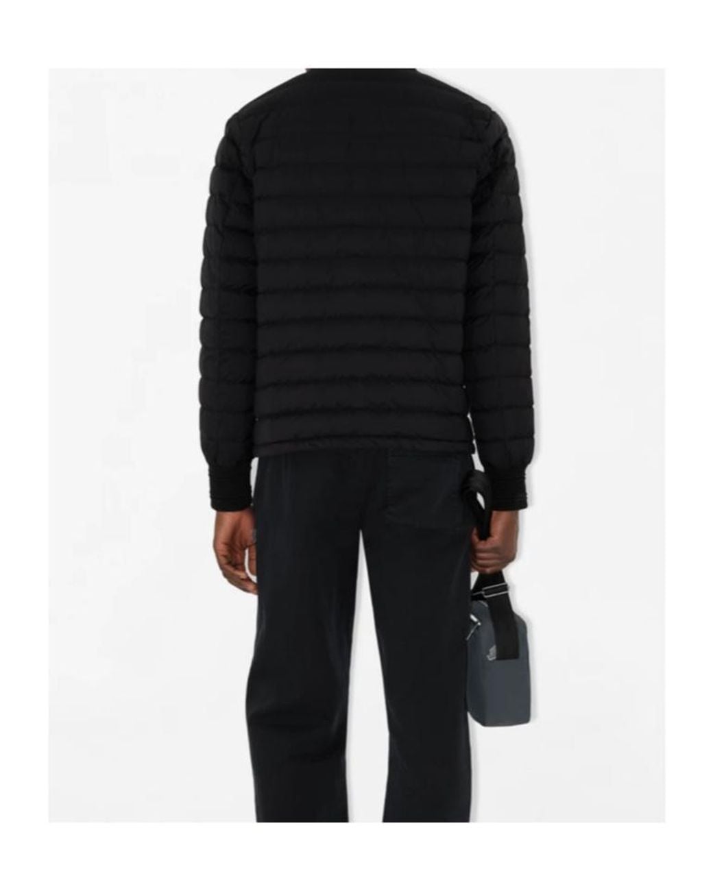 Burberry Blue Logo Detailed Zip-Up Padded Jacket for men