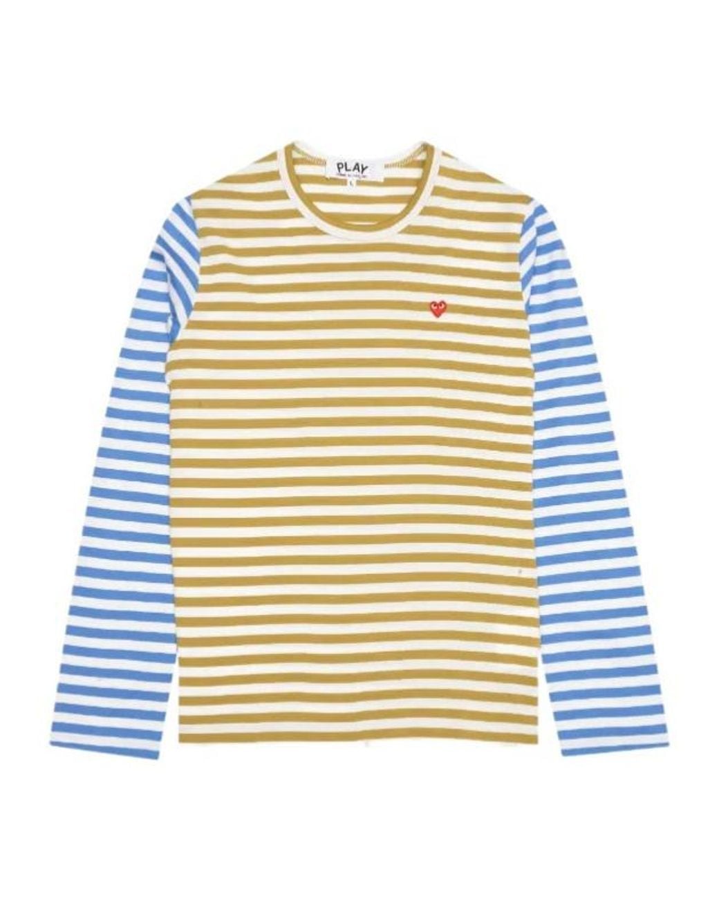 COMME DES GARÇONS PLAY Yellow Striped Long-Sleeve T-Shirt