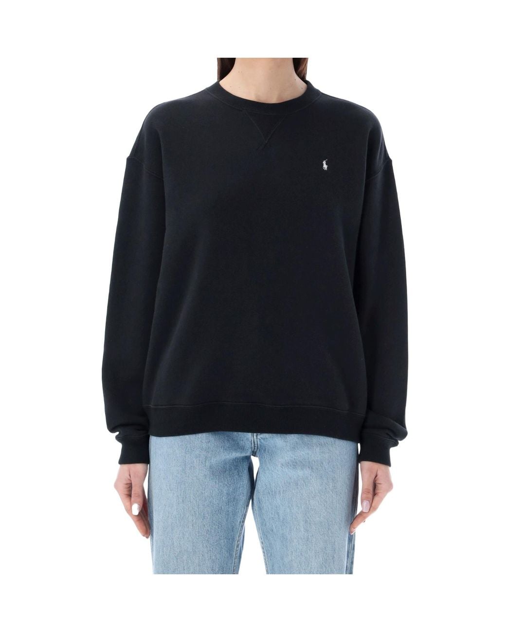 Ralph Lauren Blue Polo Logo Embroidered Crewneck Sweatshirt