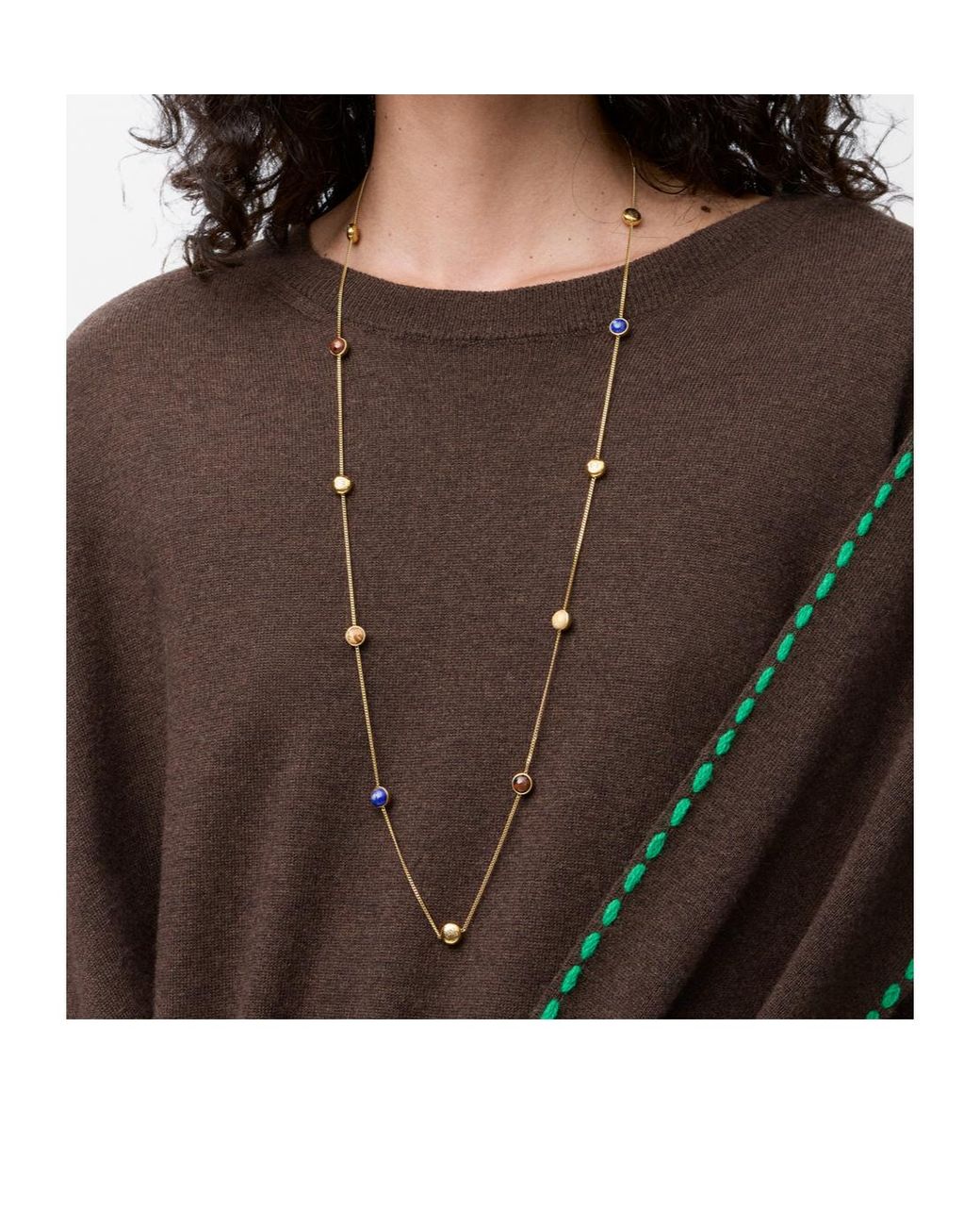 Loewe White Anagram Pebble Necklace