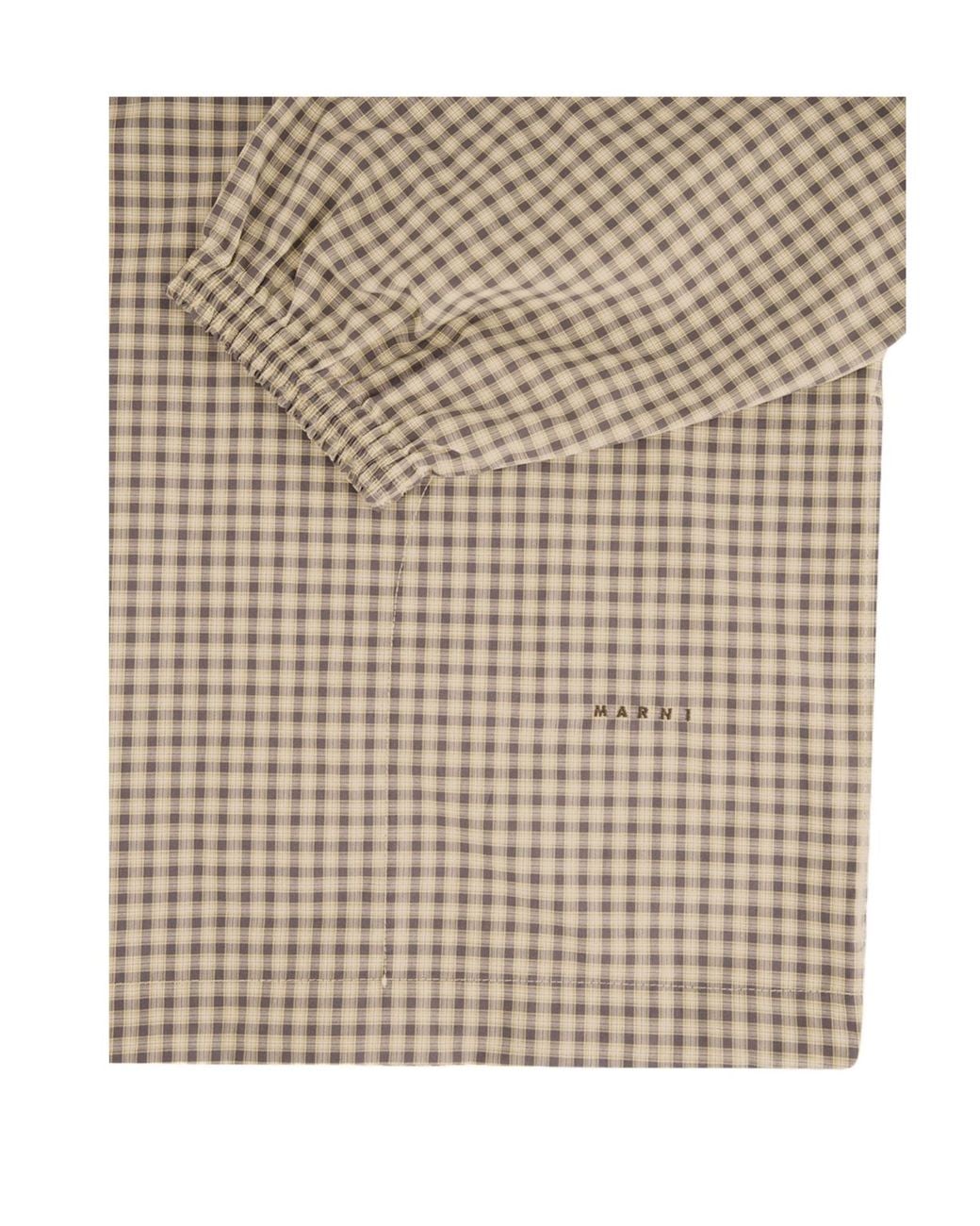 Marni Natural Checked Poplin Shirt With Funnel Neck for men