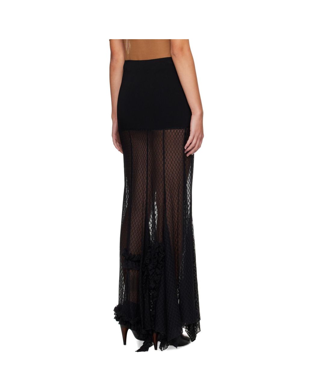 Isabel Marant Black Ioana Long Plumetis Lace Skirt