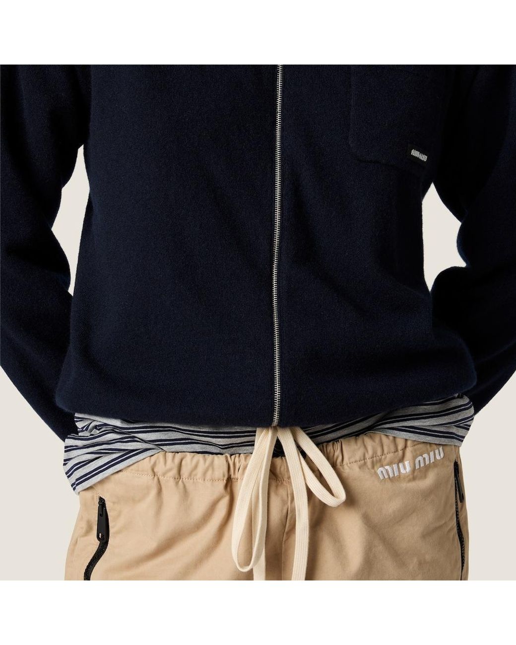 Miu Miu Blue Cashmere Zipper Sweater