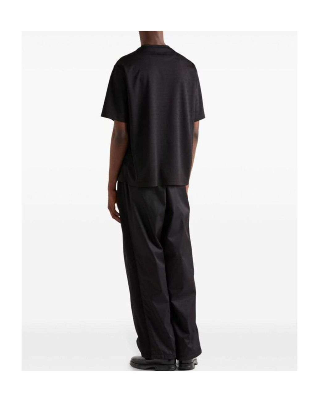 Prada Black All-Over Triangle Motif Crewneck T-Shirt for men