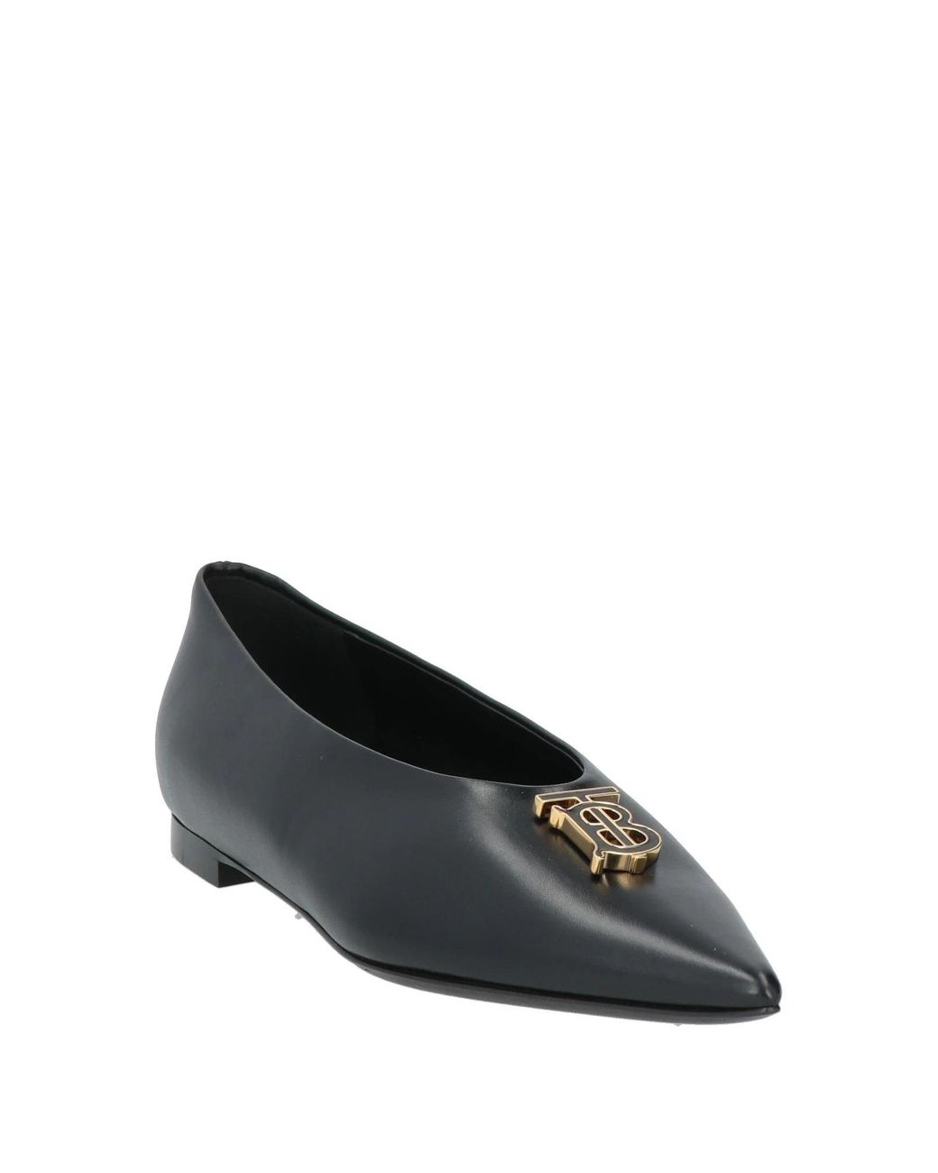 Burberry Black Minimalist Leather Ballet Flats