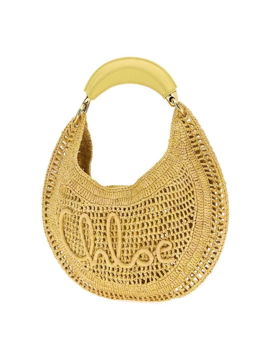Chloé Metallic Chloé Summer Banana Woven Top Handle Bag
